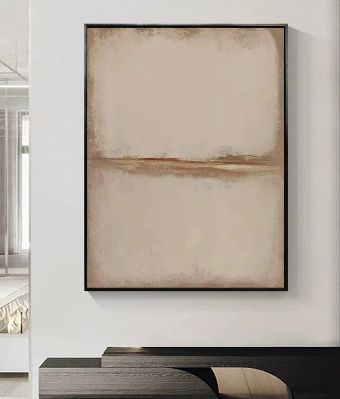 Beige and Brown Landscape Abstract Art, Modern Wall Decor #BGA 139