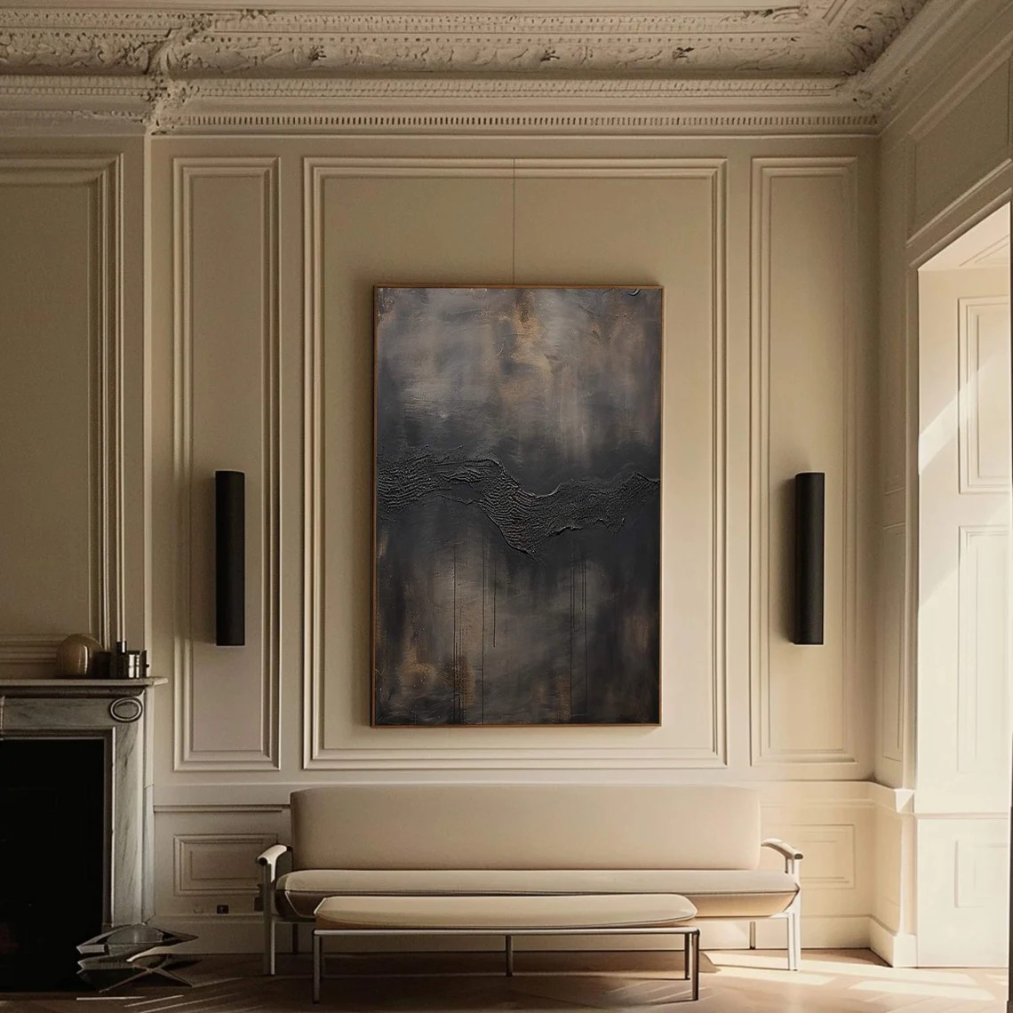 Moody Dark Wall Art, Textured Canvas, Minimalist Decor #BGA 136