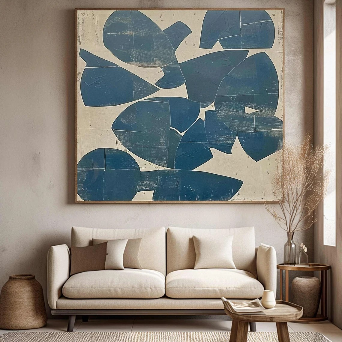 Blue Geometric Wall Art - Abstract Canvas Art #BGA 029