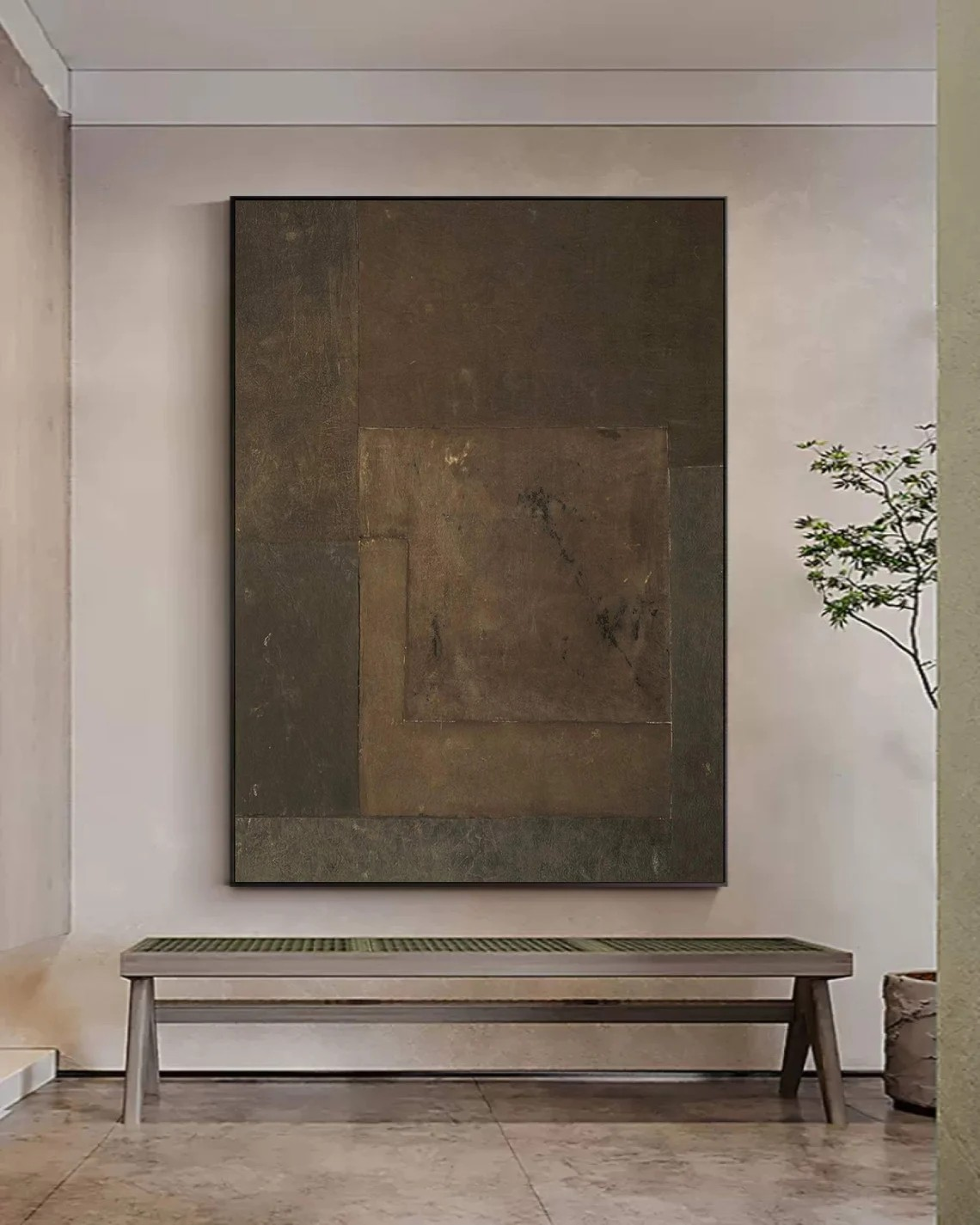 Contemporary Brown Wall Art, Textured Minimalist Design #BGA 158