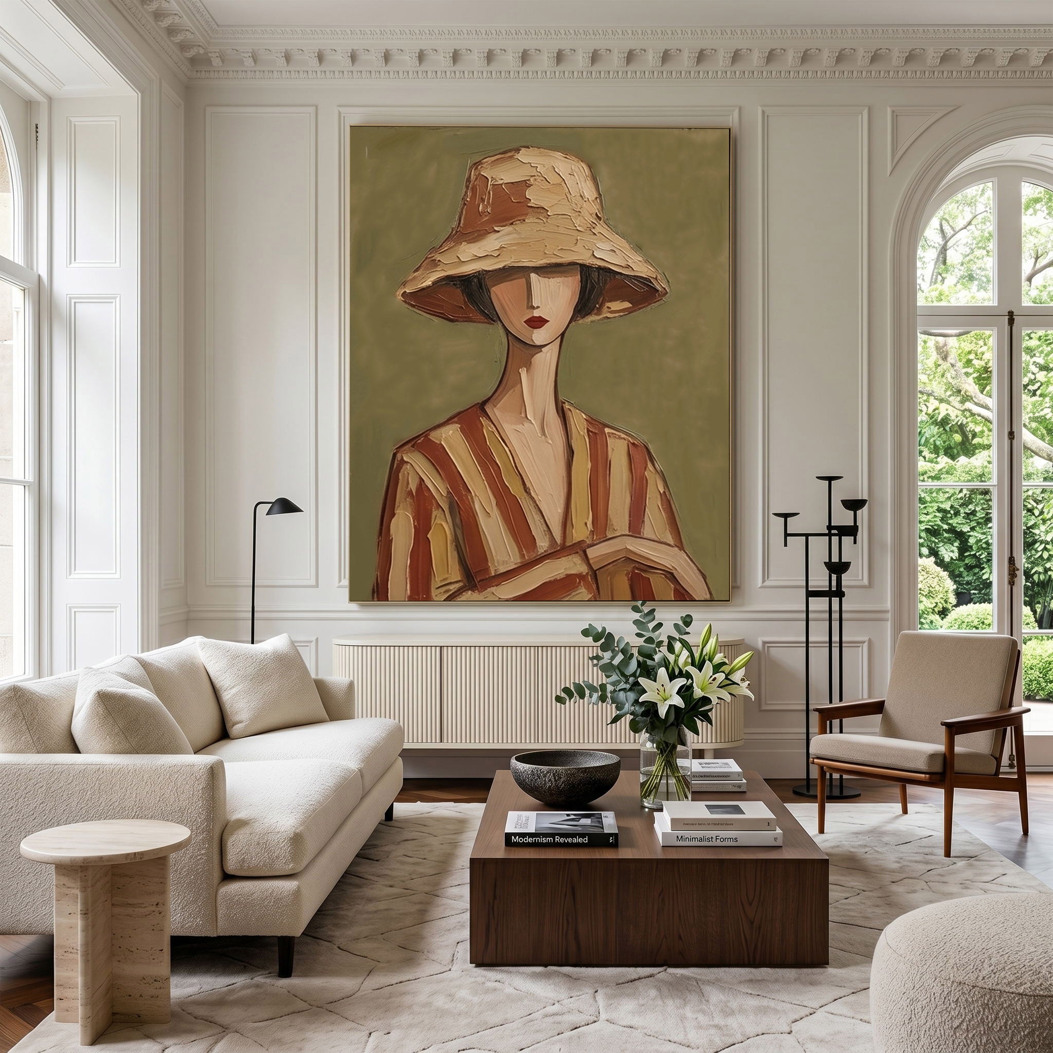 Large Woman Portrait Wall Art Abstract Oil Painting Cowgirl Cowboy Vintage Americana Art Western Girl Fashion Decor Modern Home