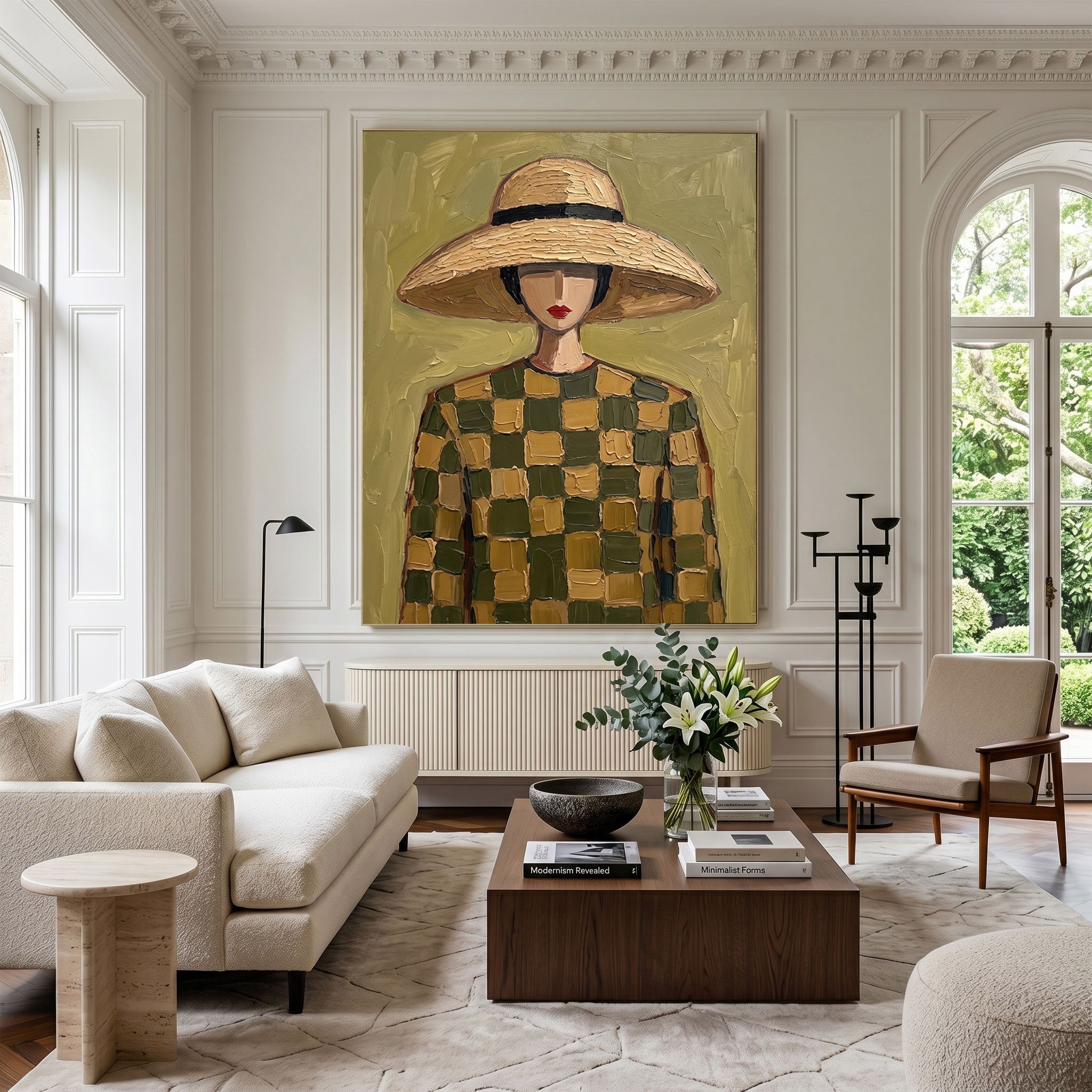 Large Modern Woman Portrait Wall Art Abstract Oil Painting Cowgirl Cowboy Vintage Americana Art Western Fashion Figure Contemporary Interior Decor