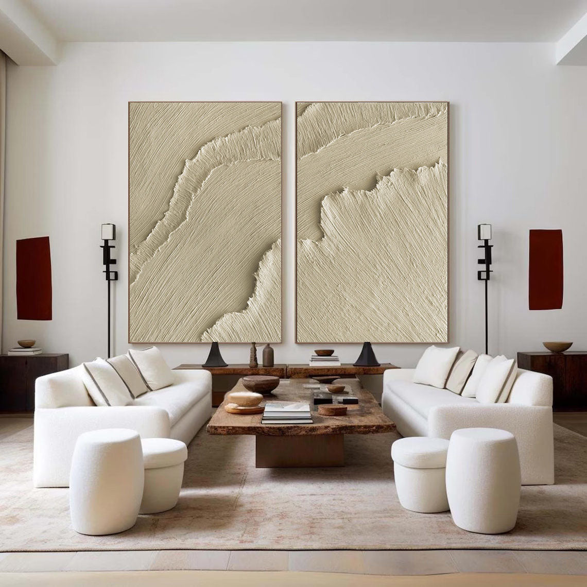 White Minimalist Painting Set Of 2 #WMS 009