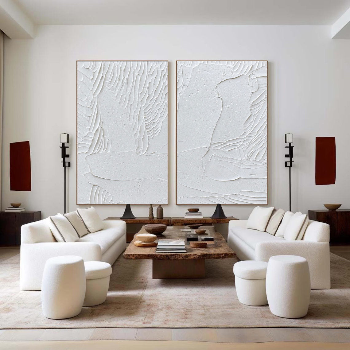 White Minimalist Painting Set Of 2 #WMS 013