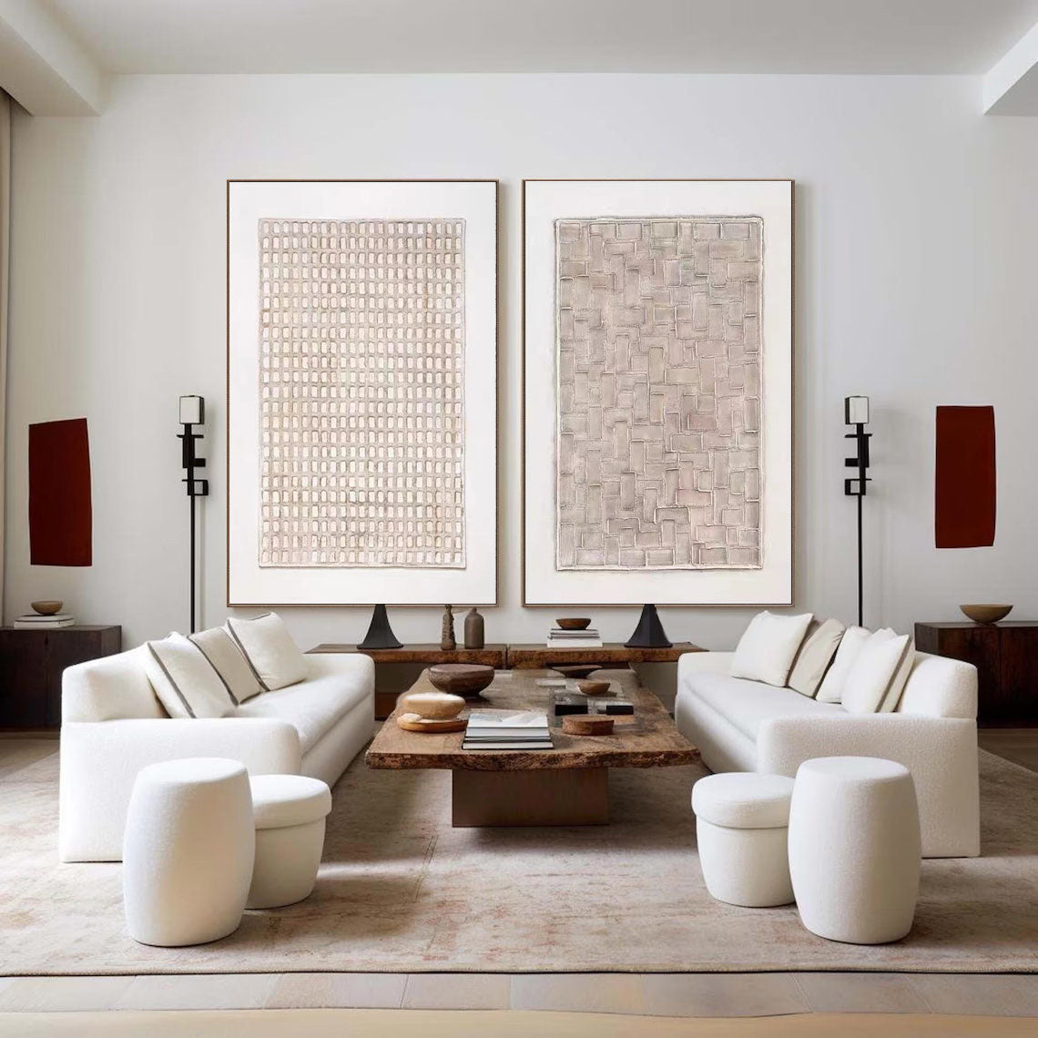 Beige & Brown Minimalist Painting Set Of 2 #BBS 010