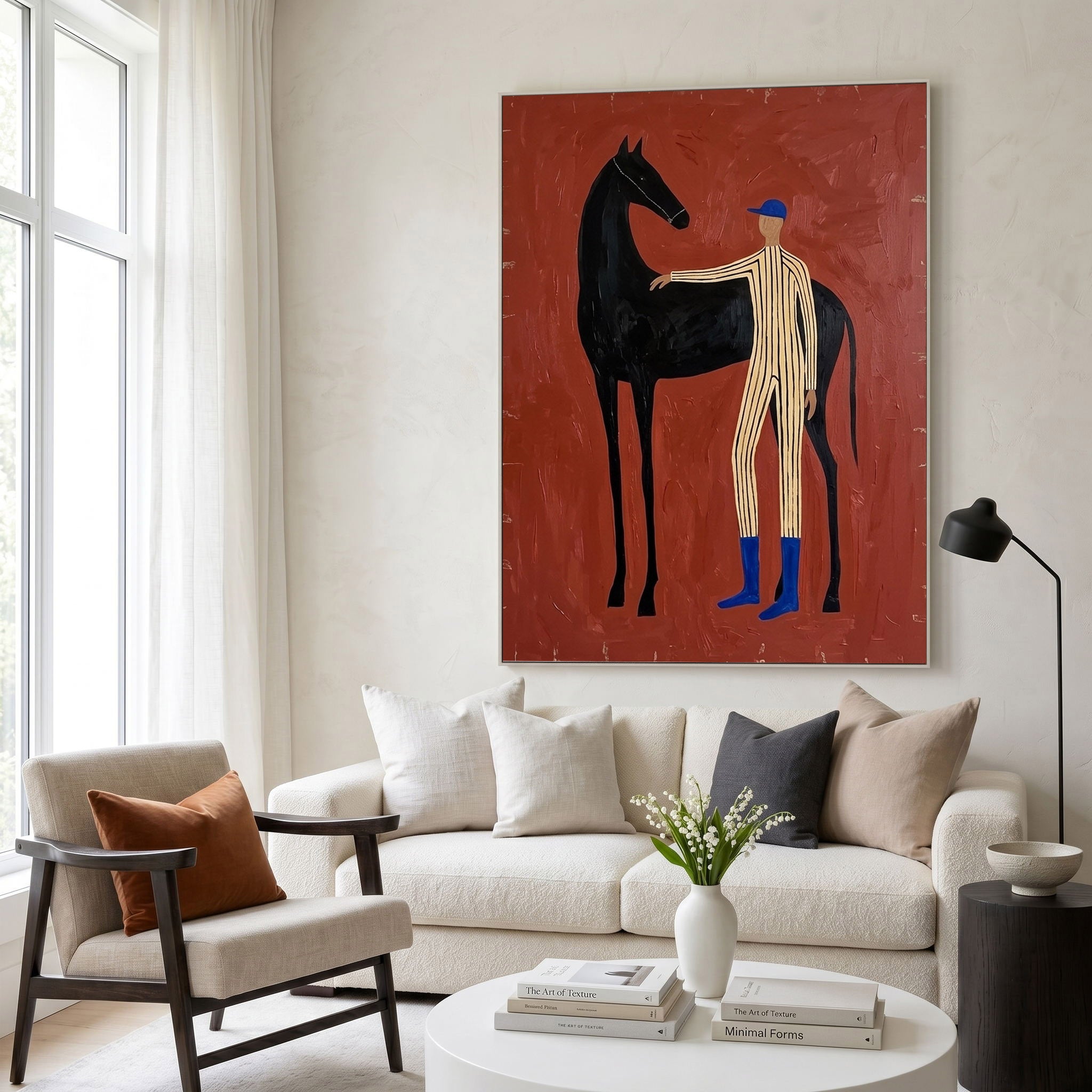 Large Cowboy Horse Wall Art Modern Western Oil Painting Contemporary Ranch Decor