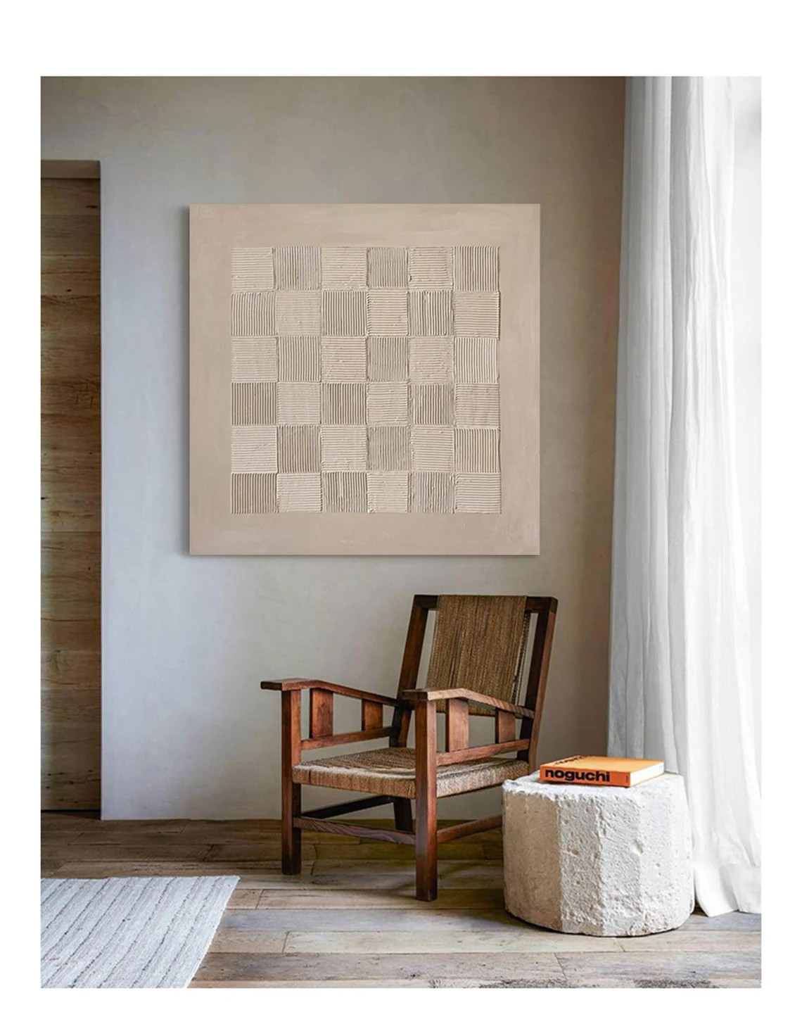 Neutral Tone Grid Wabi Sabi Wall Art#WSA 012