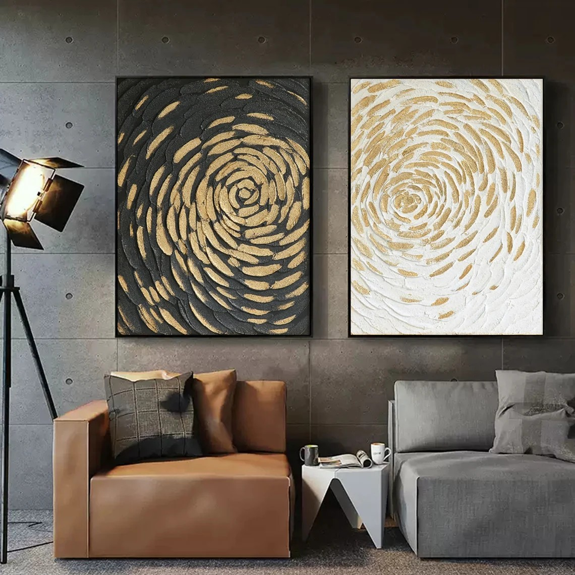 Abstract Spiral Gold and Black Wall Art #BGA 037