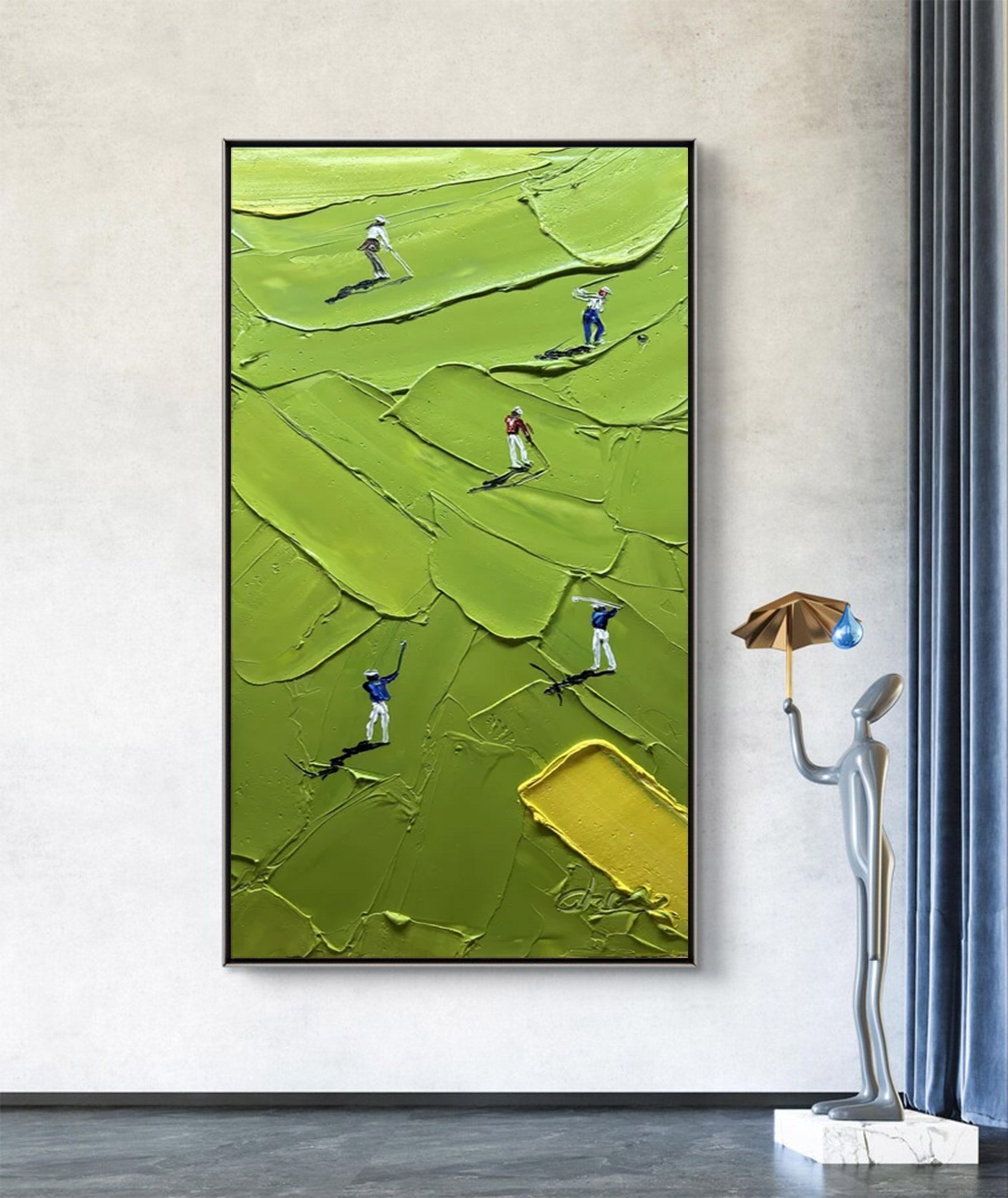 Large Figurative Impasto Golf Art | MuroArt #WGA 022