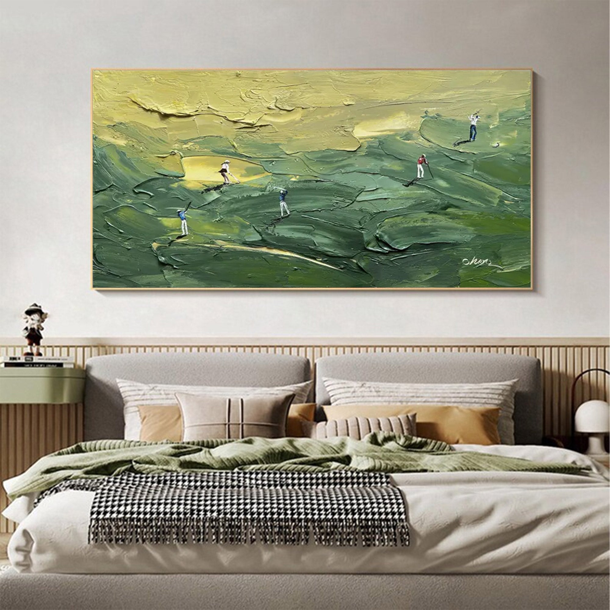 Large Abstract Green Impasto Canvas | MuroArt #WGA 034