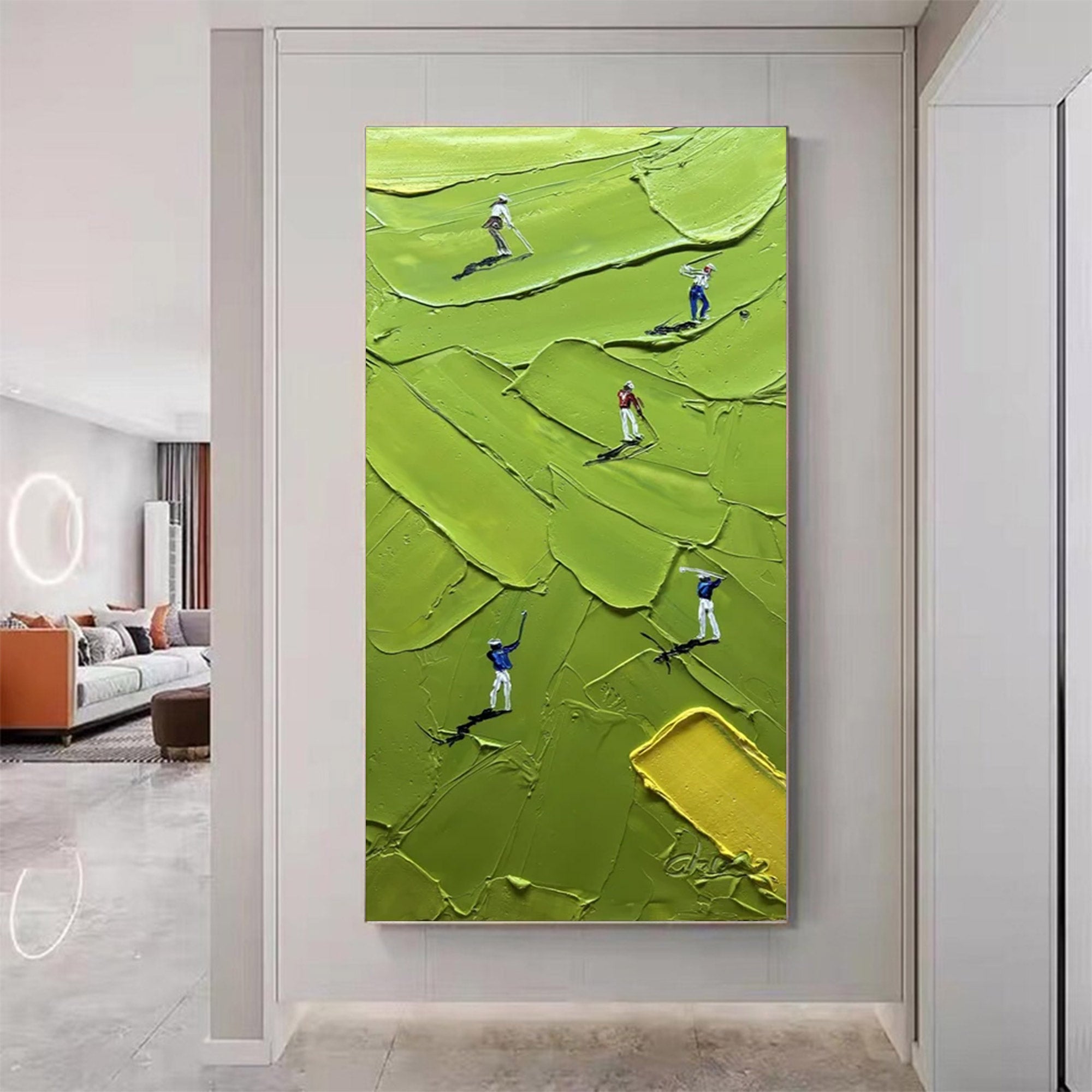 Large Figurative Impasto Golf Art | MuroArt #WGA 022
