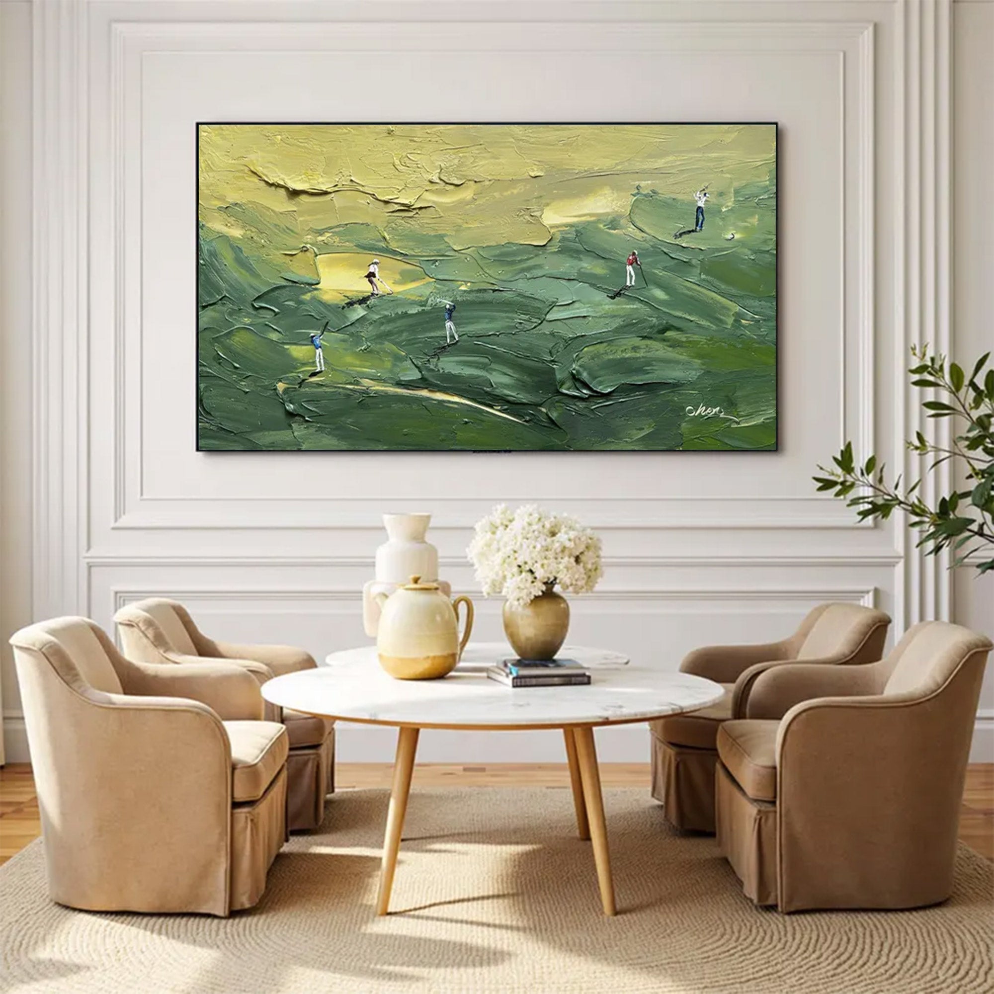 Large Abstract Green Impasto Canvas | MuroArt #WGA 034