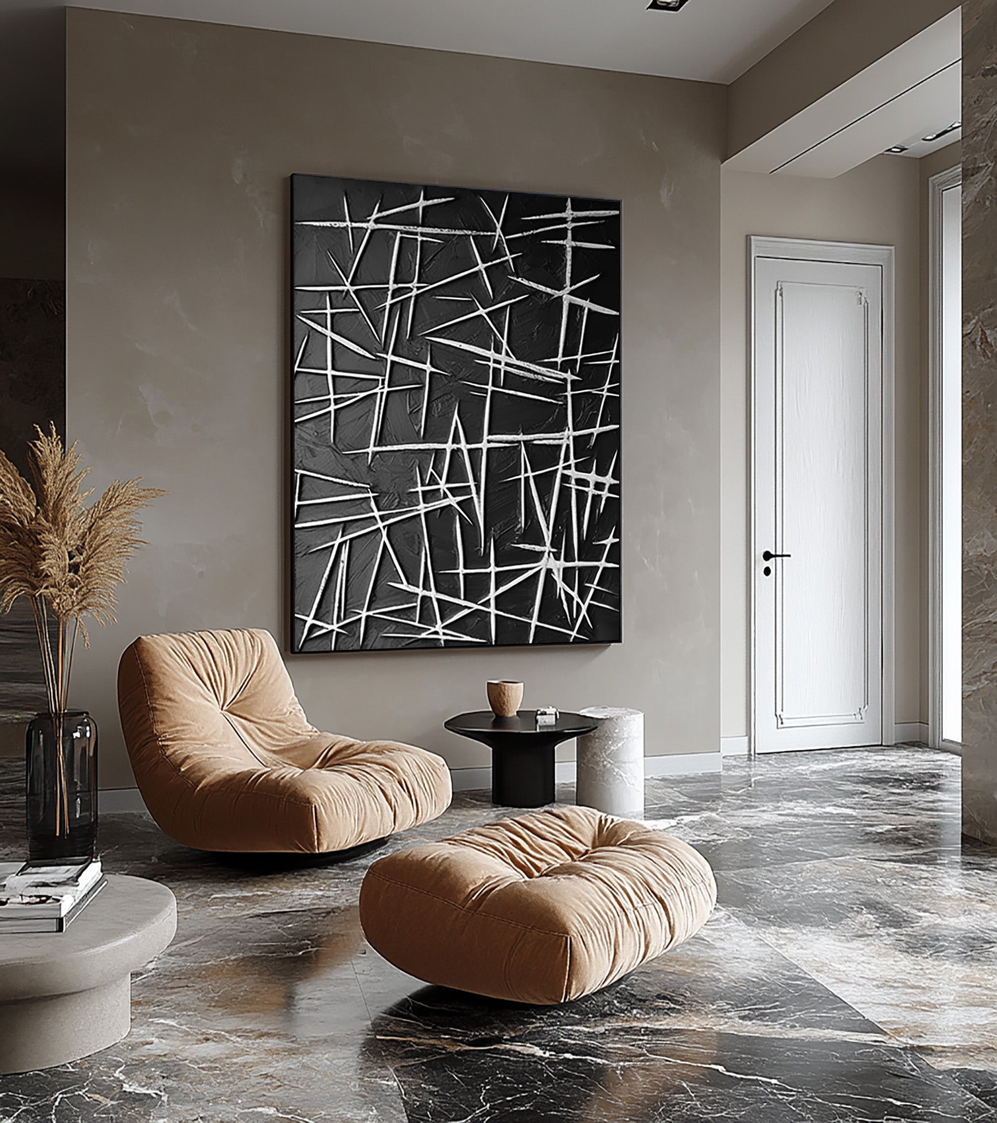 Modern Black and White Abstract Wall Art #BBA 103