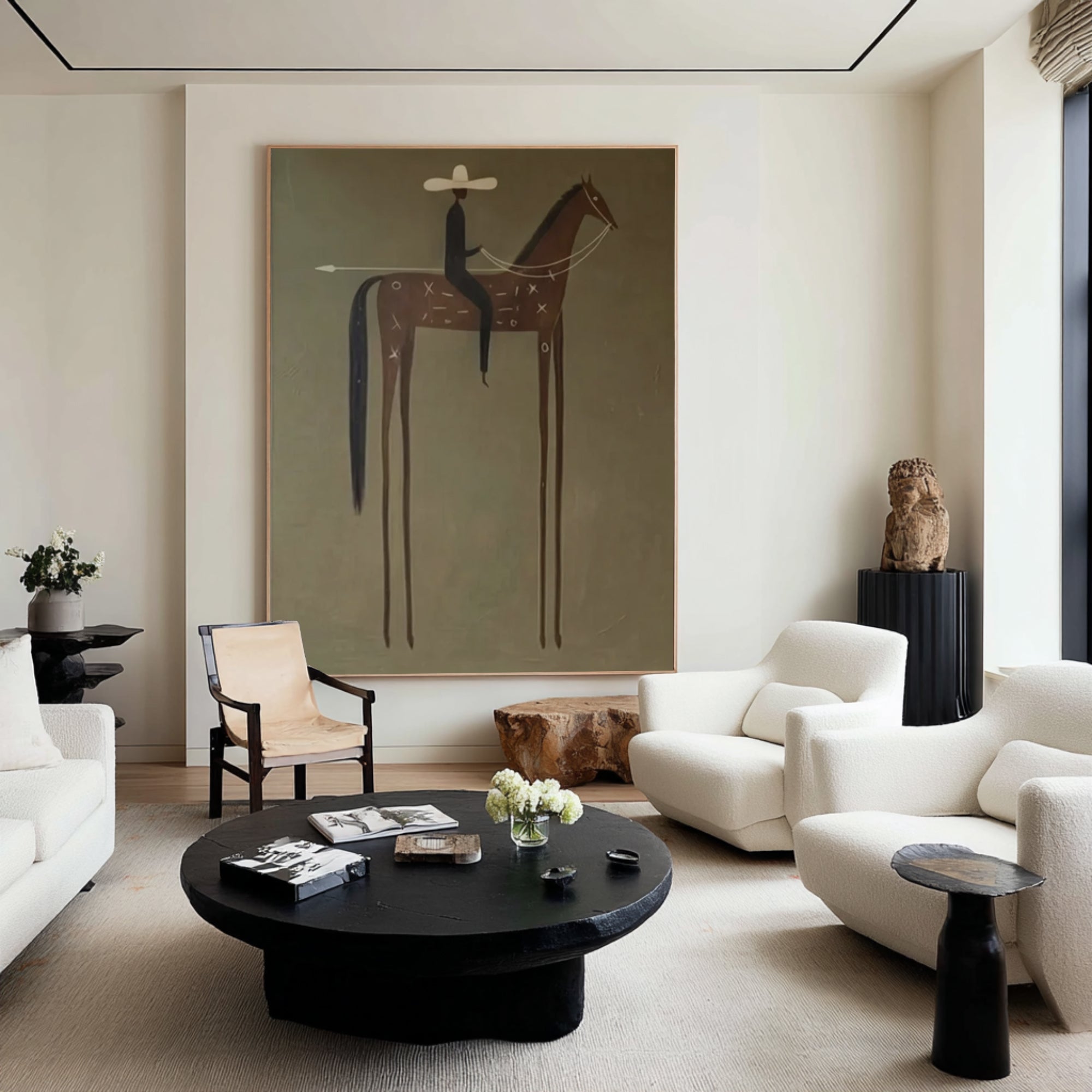 Gallery Style Horse Rider Painting Contemporary Desert Wall Decor