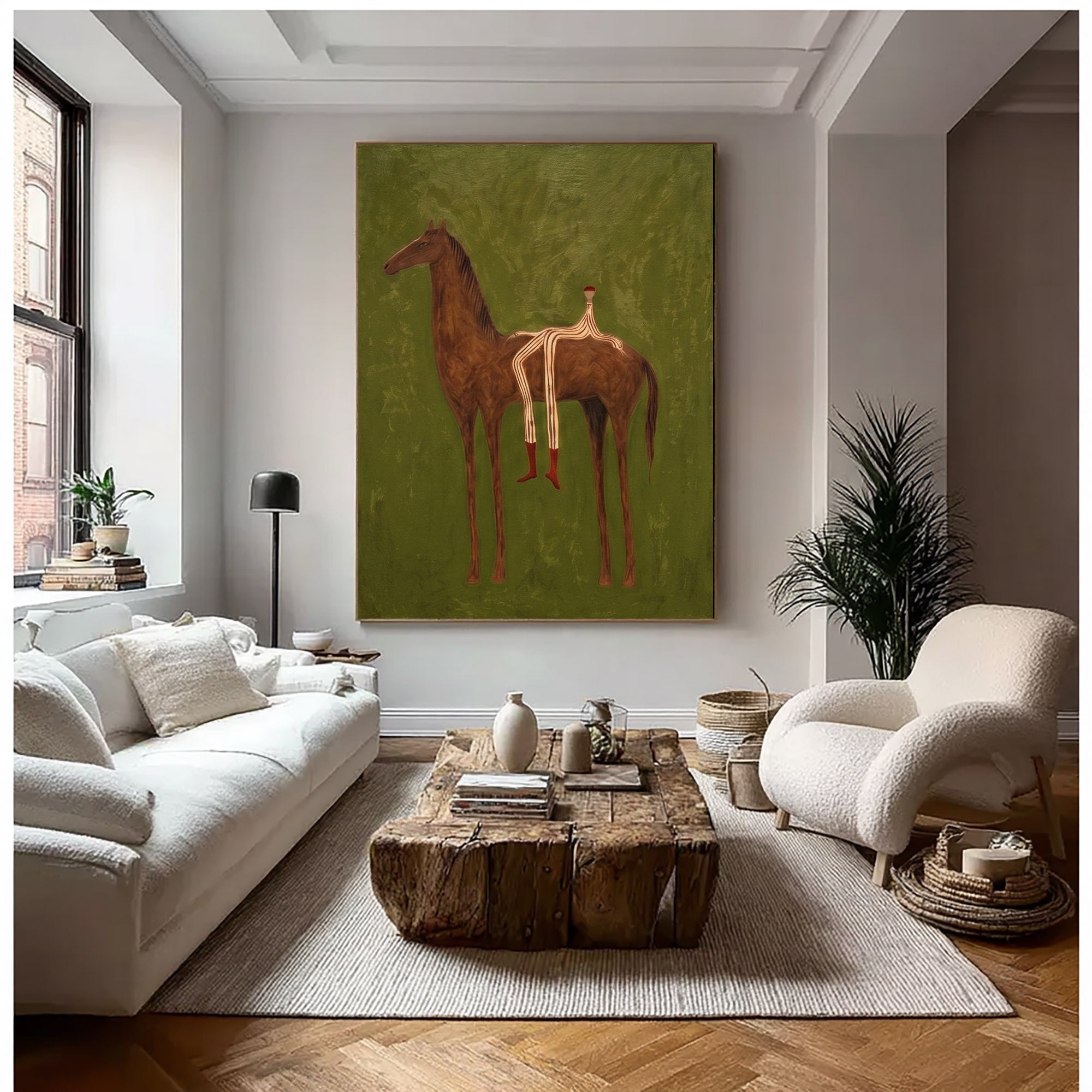 Large Cowboy Horse Wall Art Modern Western Horse Painting
