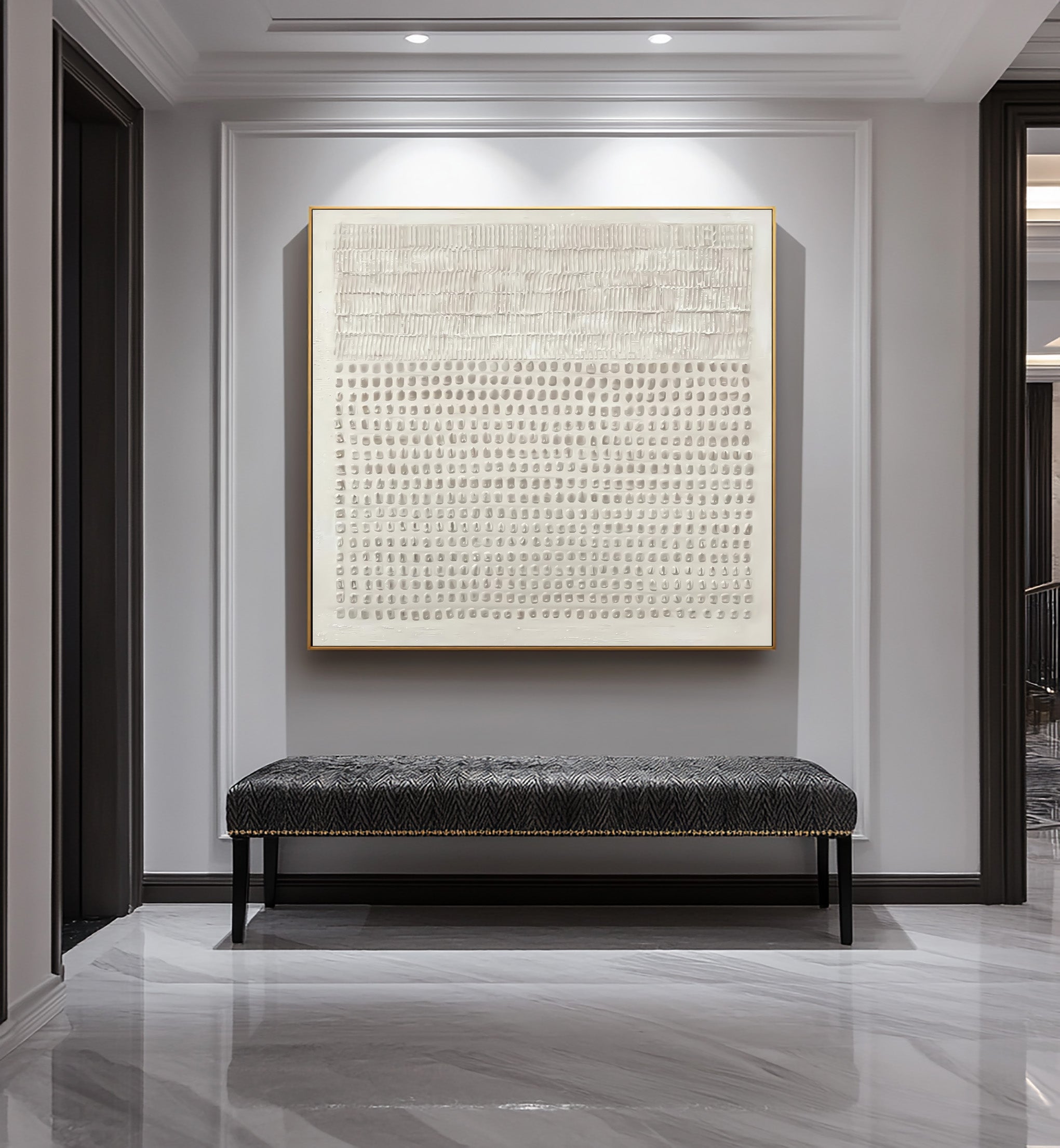 Neutral White Abstract Wall Decor Modern Home Accent #WG 026