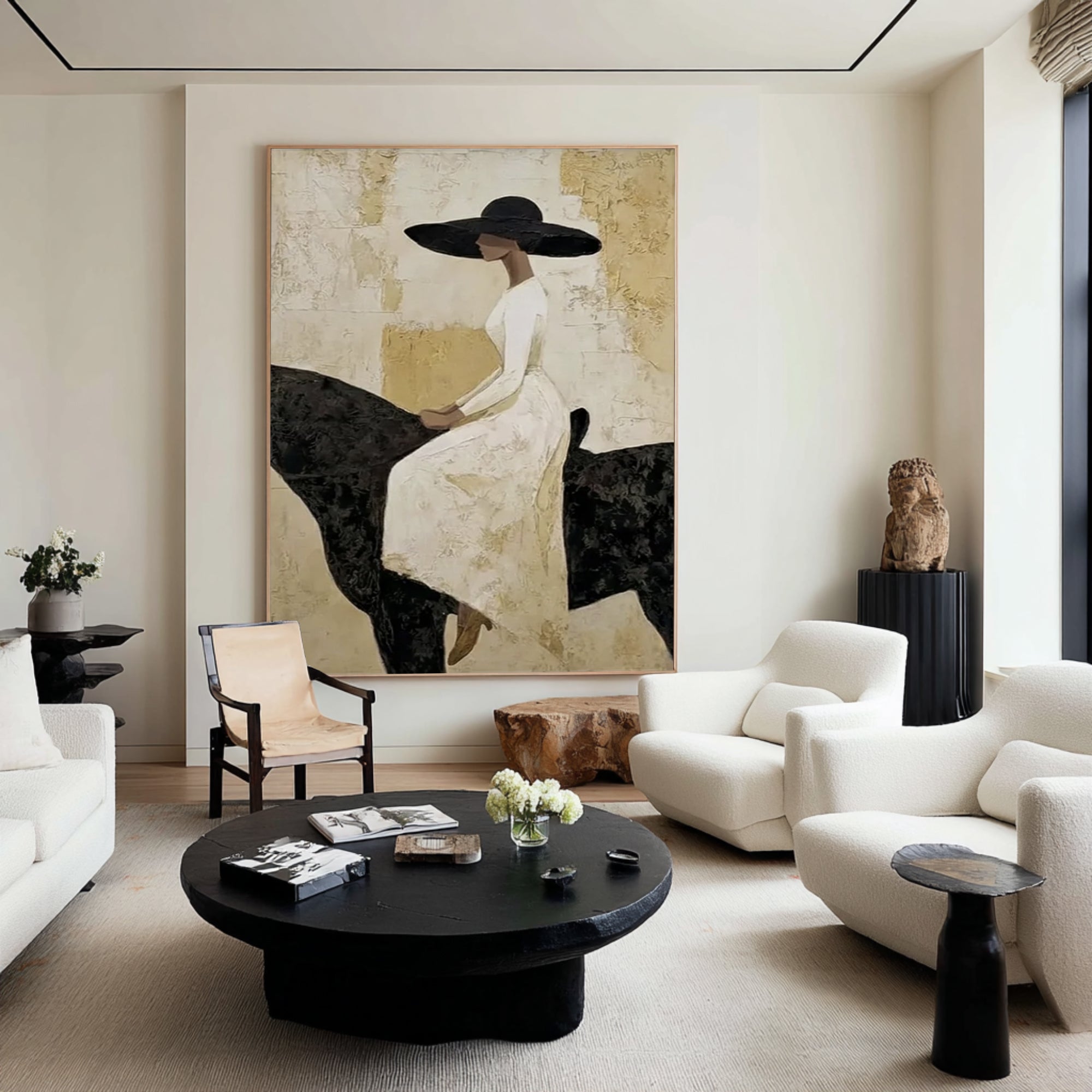 Contemporary Elegant Woman Portrait Horse Canvas Painting