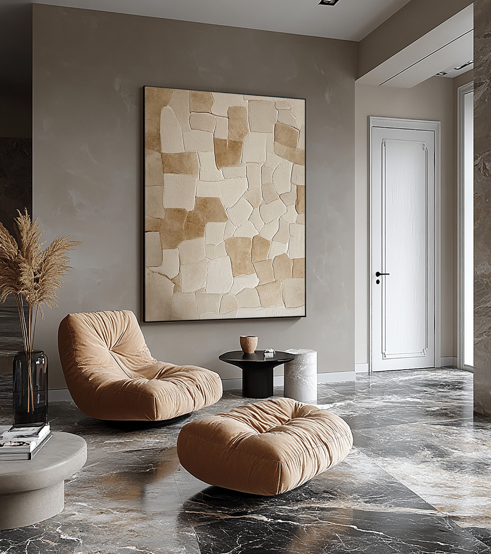 Modern Abstract Wall Art - Textured Neutral Canvas for Chic Homes #BBA 107