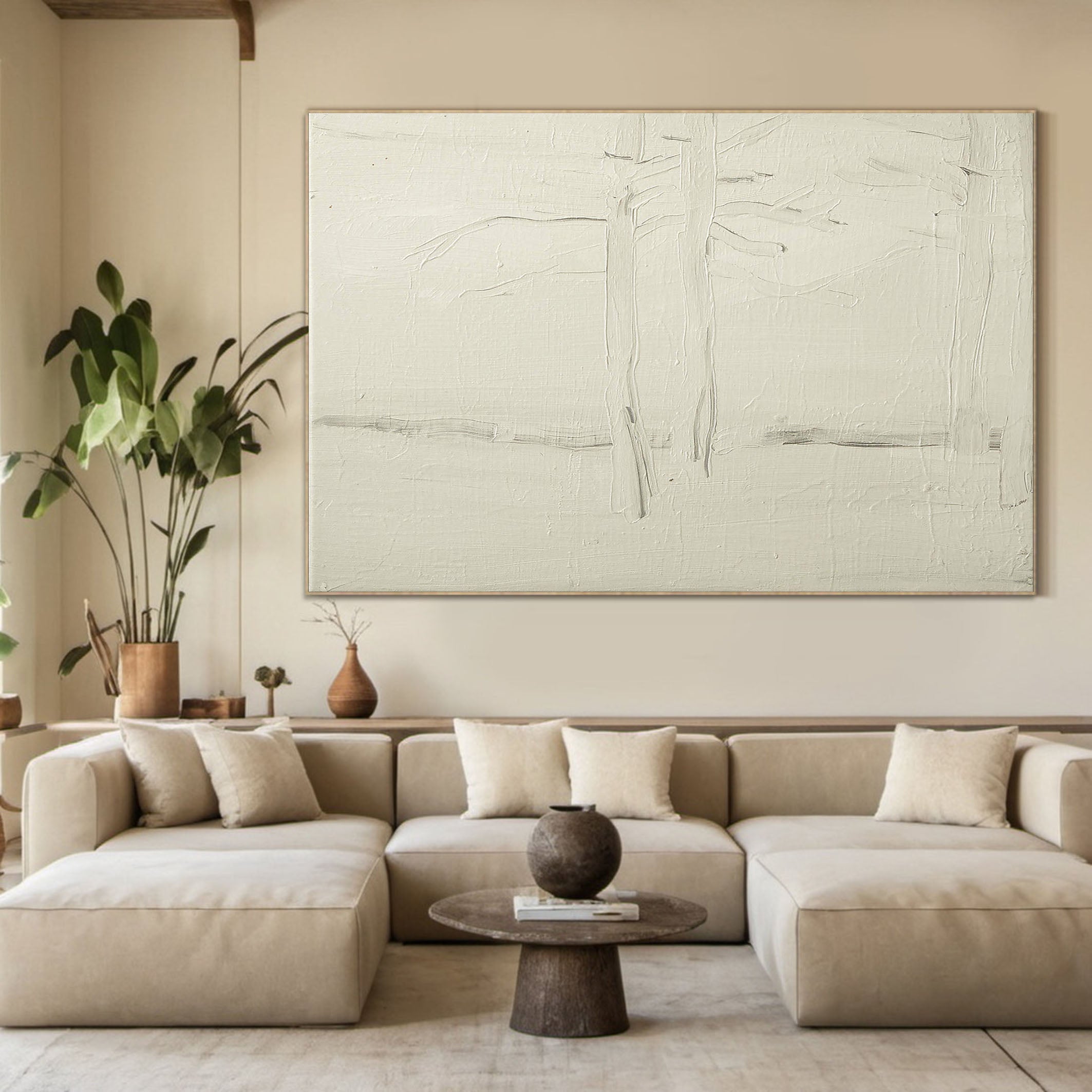 White Relief with Subtle Linear Impressions, Textured Canvas #BGA 114