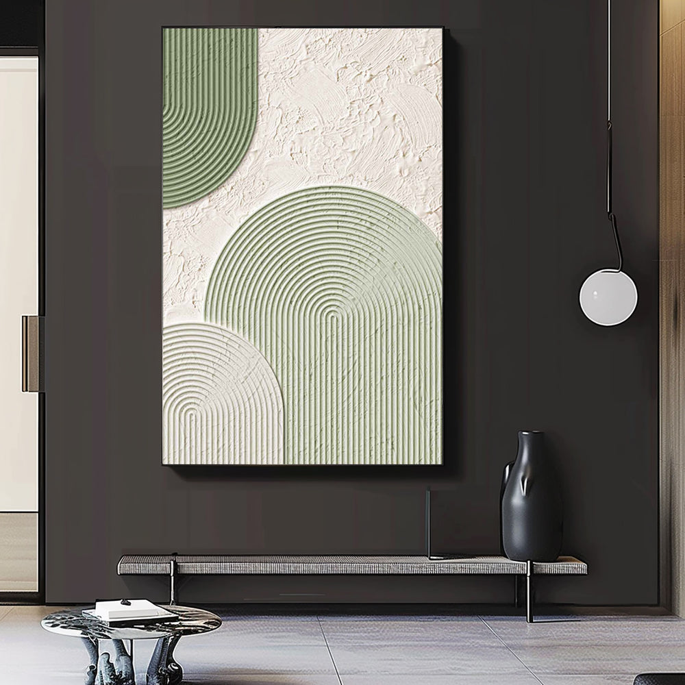 Serenity Swirls - Textured Green Abstract Oil Painting Art #GM 007