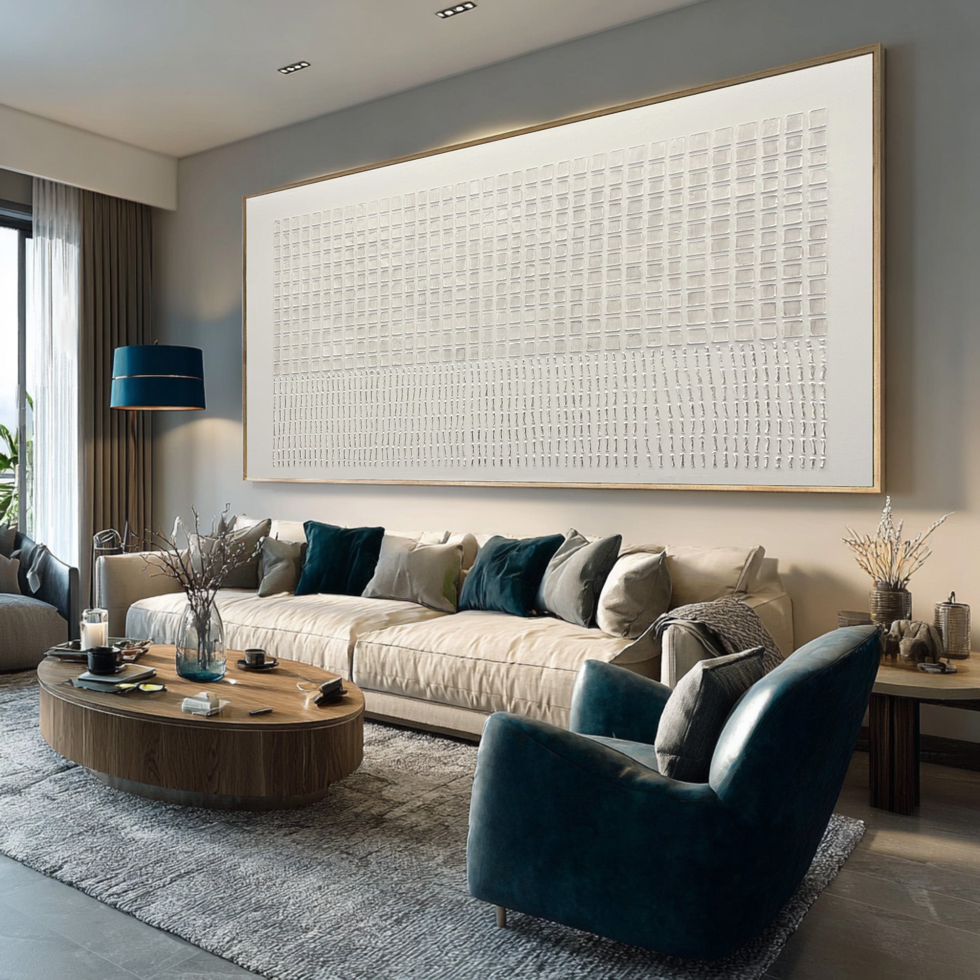 Large Modern Abstract Oil Painting, Beige Textured Statement Wall Art for Living Room #WAC 023