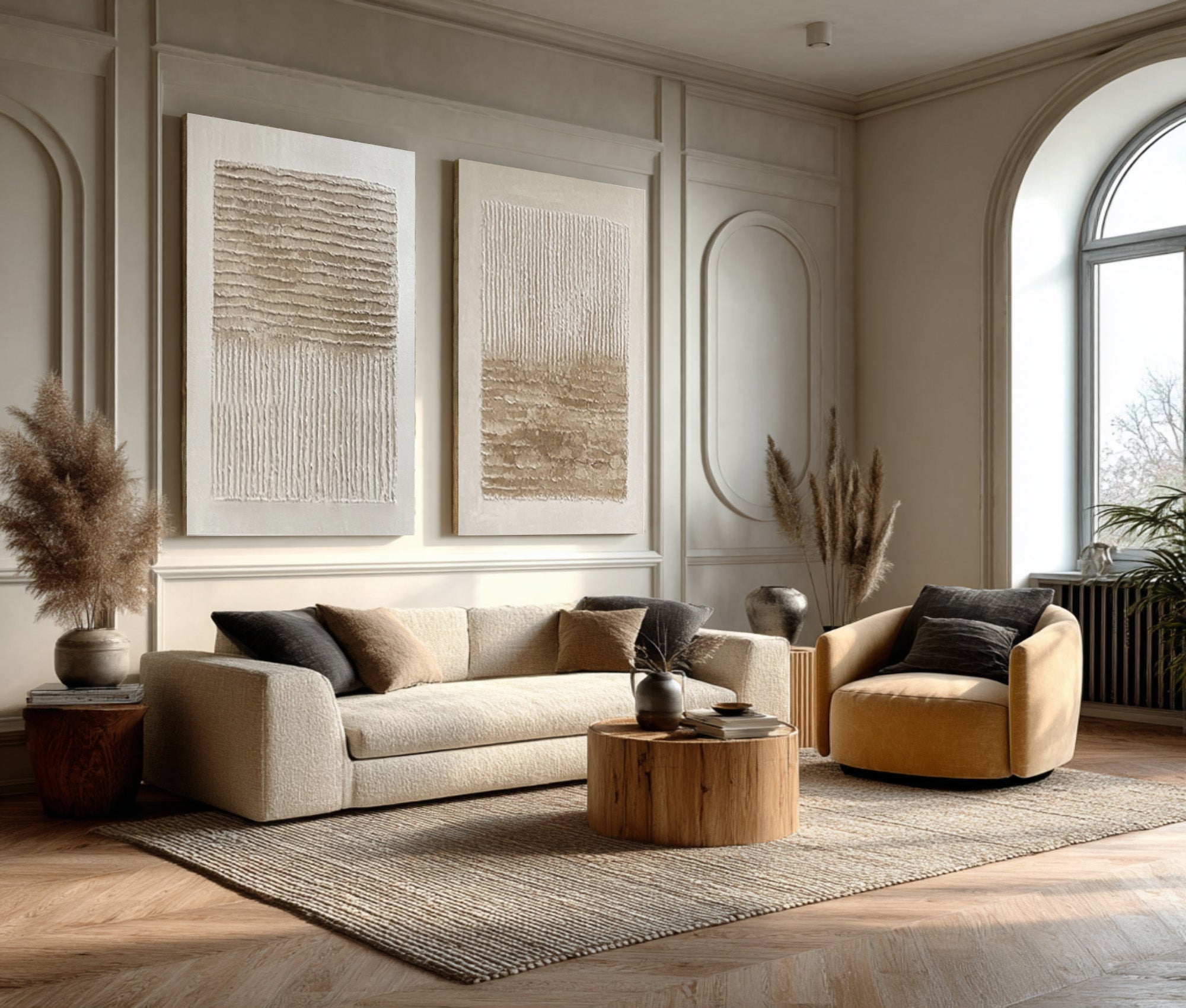 Contemporary Textured Wall Art Duo Living Space #WG 019