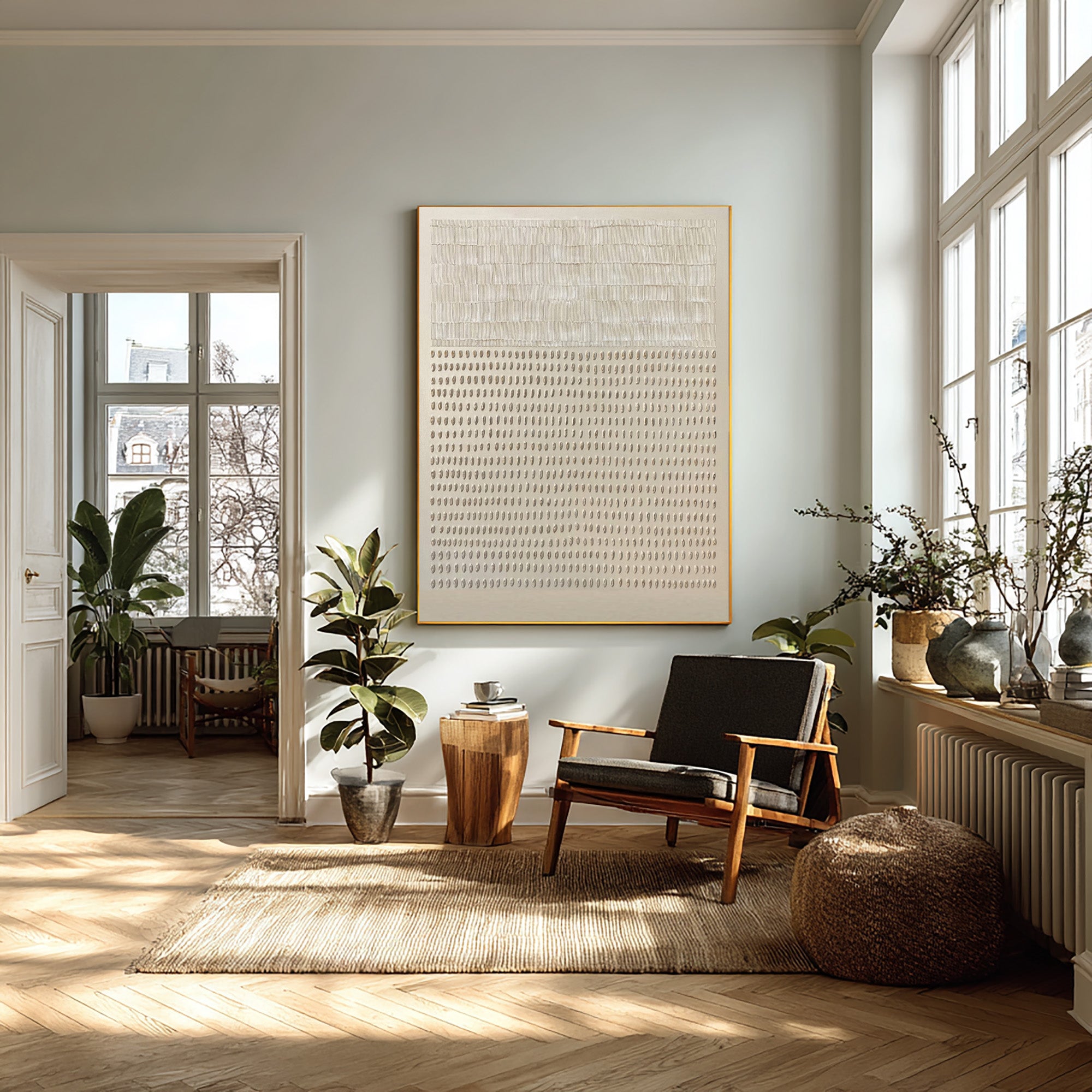 Minimalist Textured Canvas Home Decor Large Vertical #WG 045