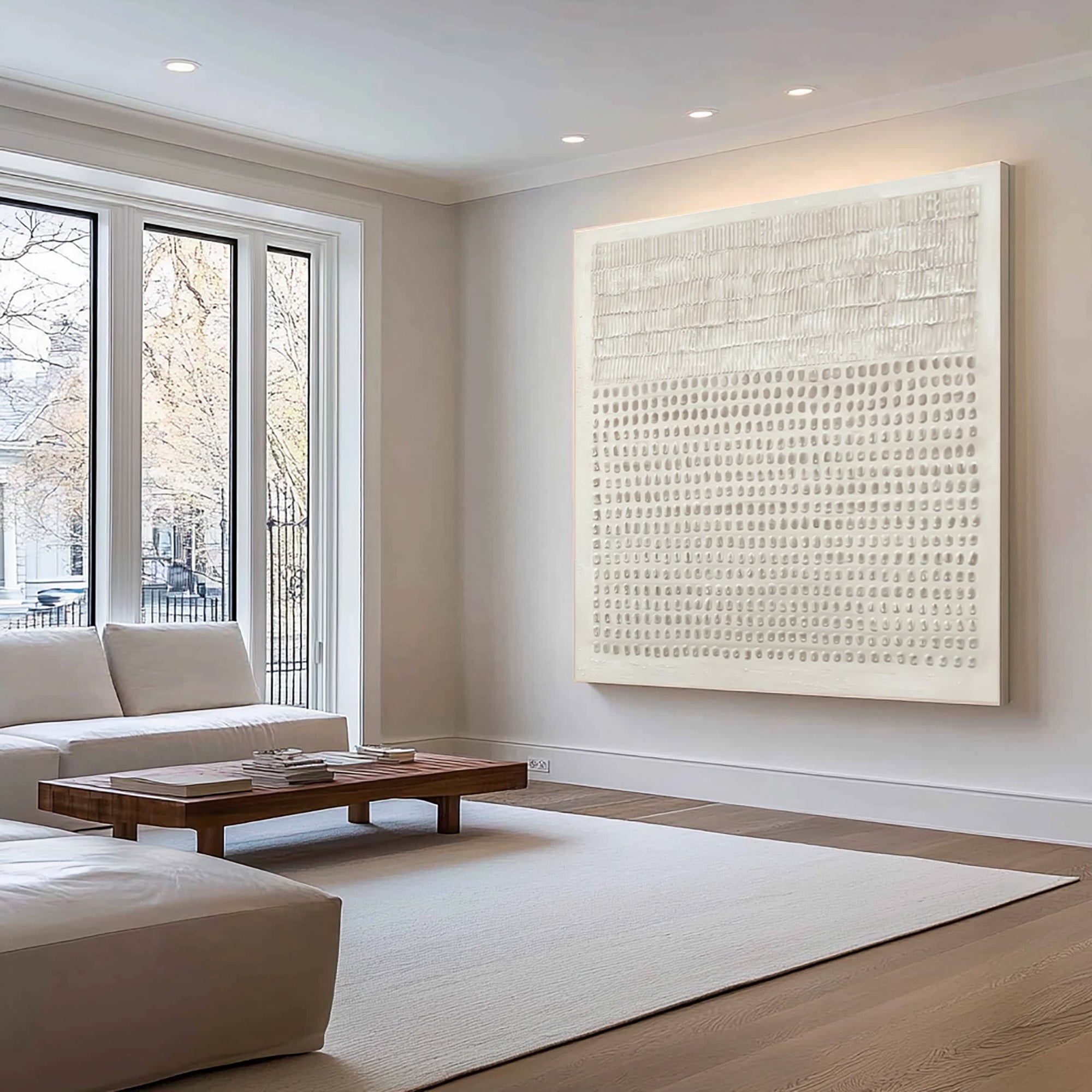 Neutral White Abstract Wall Decor Modern Home Accent #WG 026