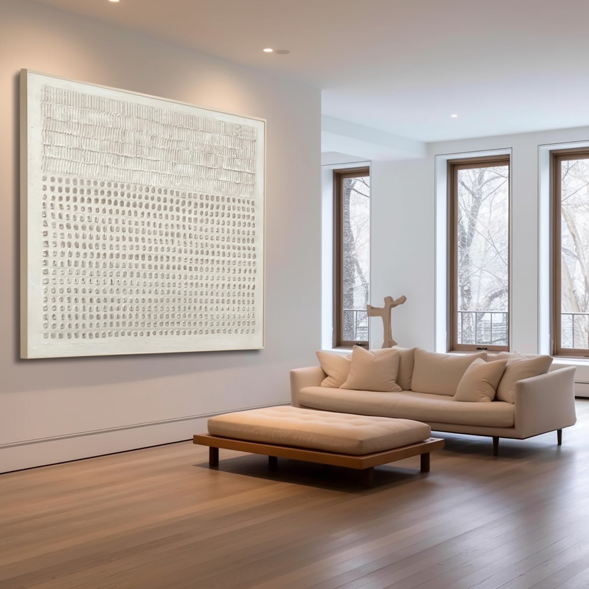 Neutral White Abstract Wall Decor Modern Home Accent #WG 026