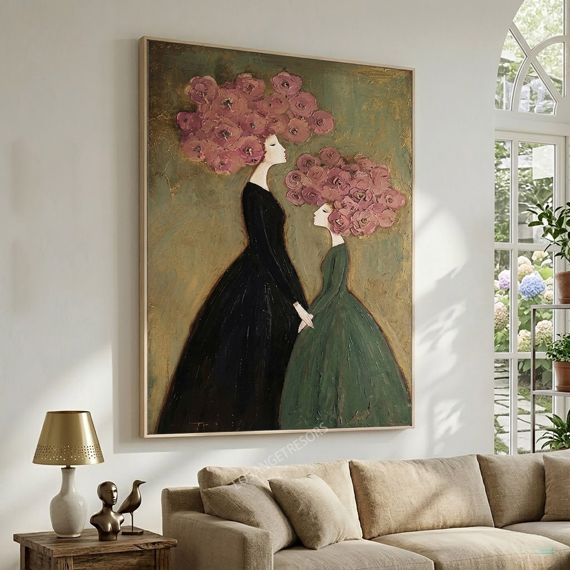 Large Floral Figure Wall Art Romantic Contemporary Botanical Oil Painting