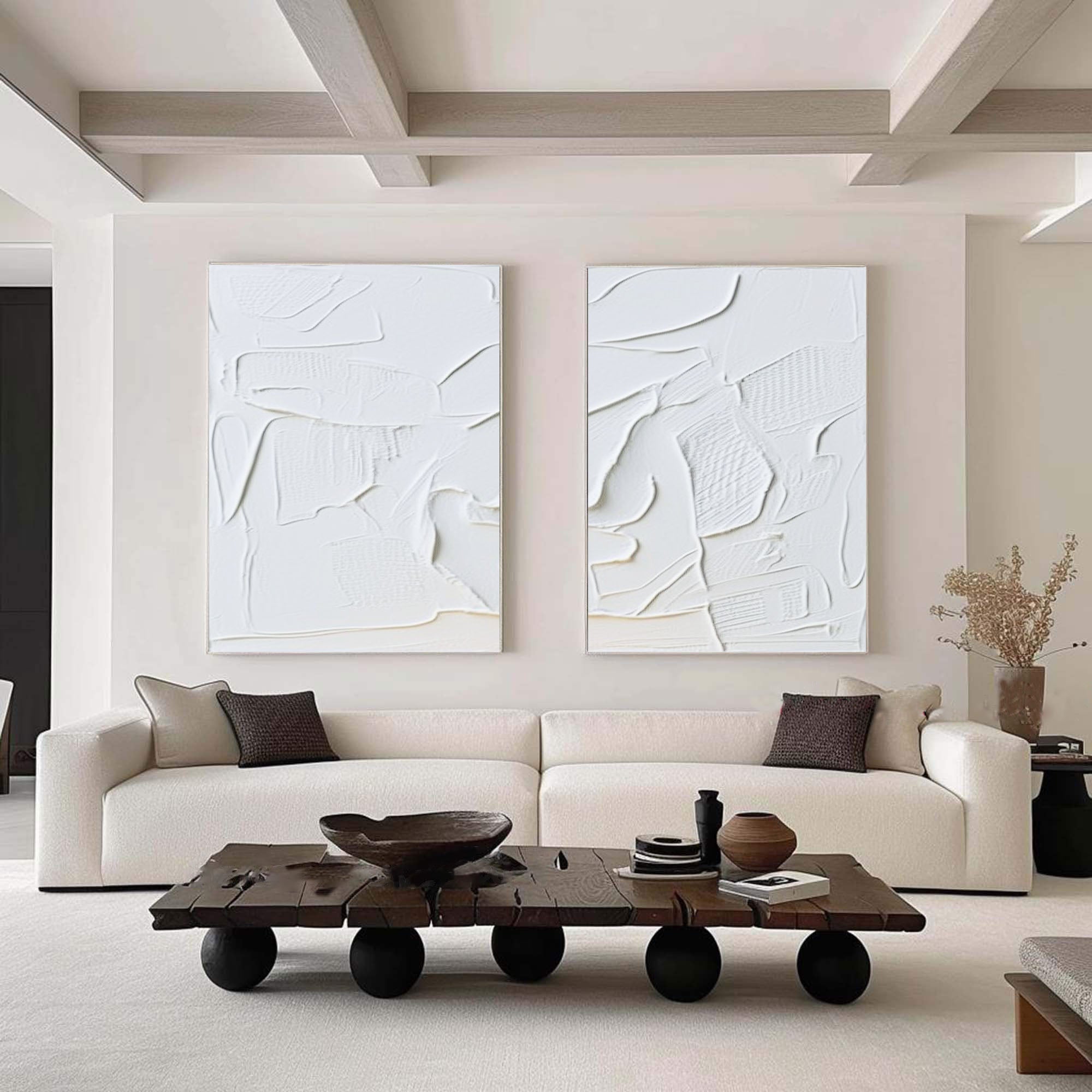 White Minimalist Painting Set Of 2 #WMS 029