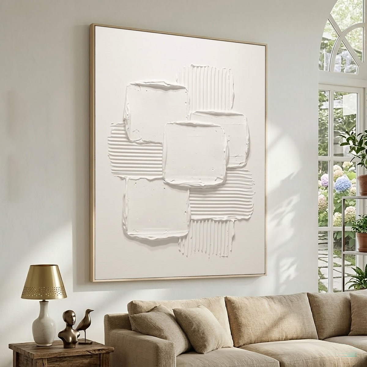 The Geometry Of Silence Large Abstract Wall Art Textured Relief Contemporary Painting Modern Luxury Interior Decor