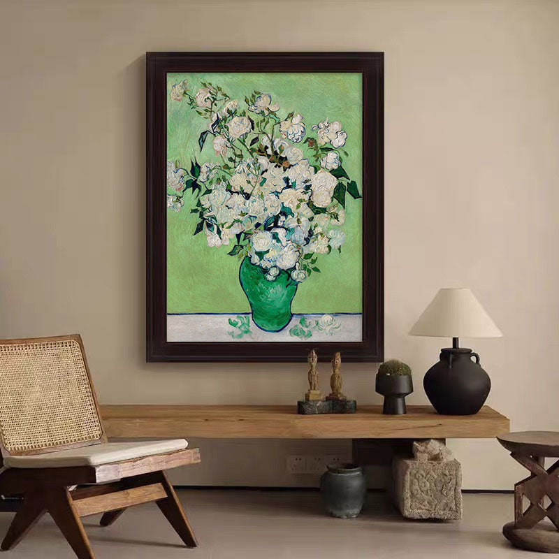 White Roses in Green, Modern Post-Impressionism Wall Art #BGA 078