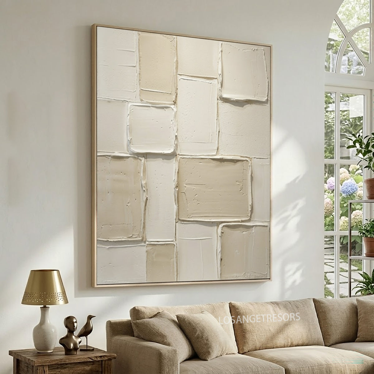 Large Quiet Luxury Textured Abstract Wall Art Ivory Cream Oil Painting Minimalist Neutral Luxury Home Decor