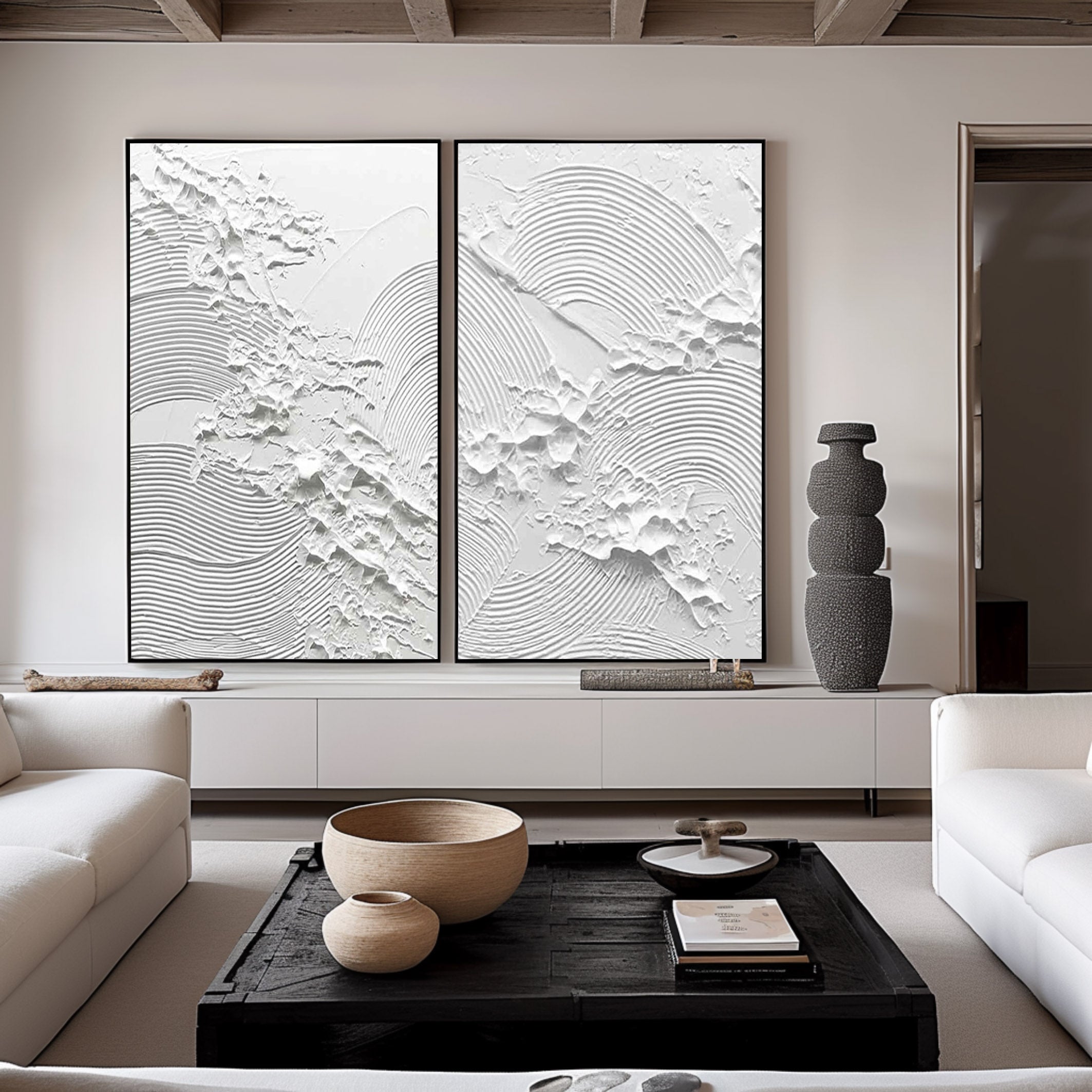 White Minimalist Painting Set Of 2 #WMS 001