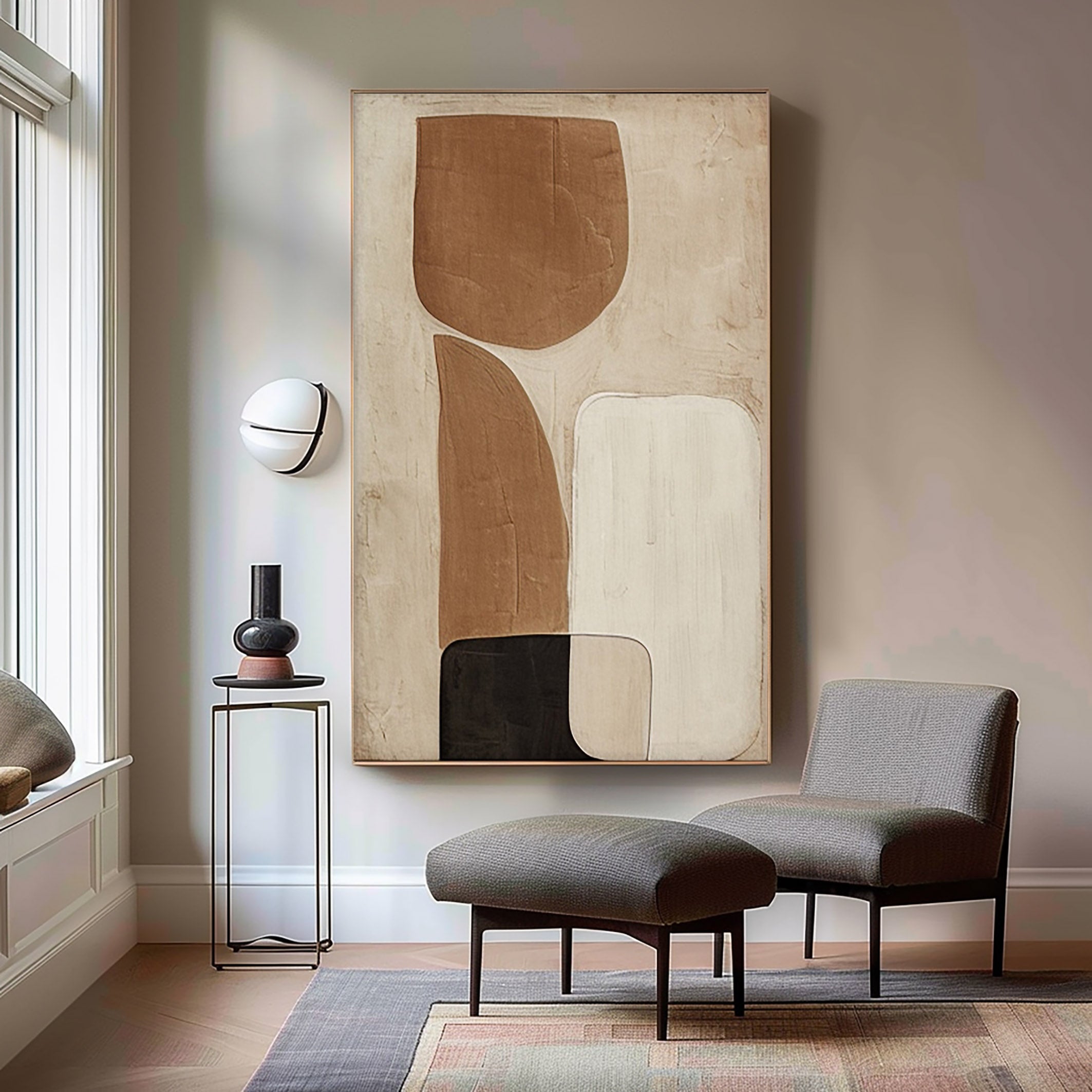 Beige & Brown Abstract Painting #BBA 001