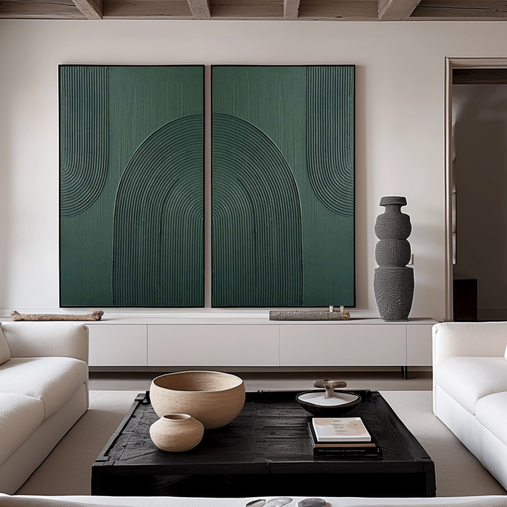 Green Minimalist Painting Set Of 2 #GMS 002