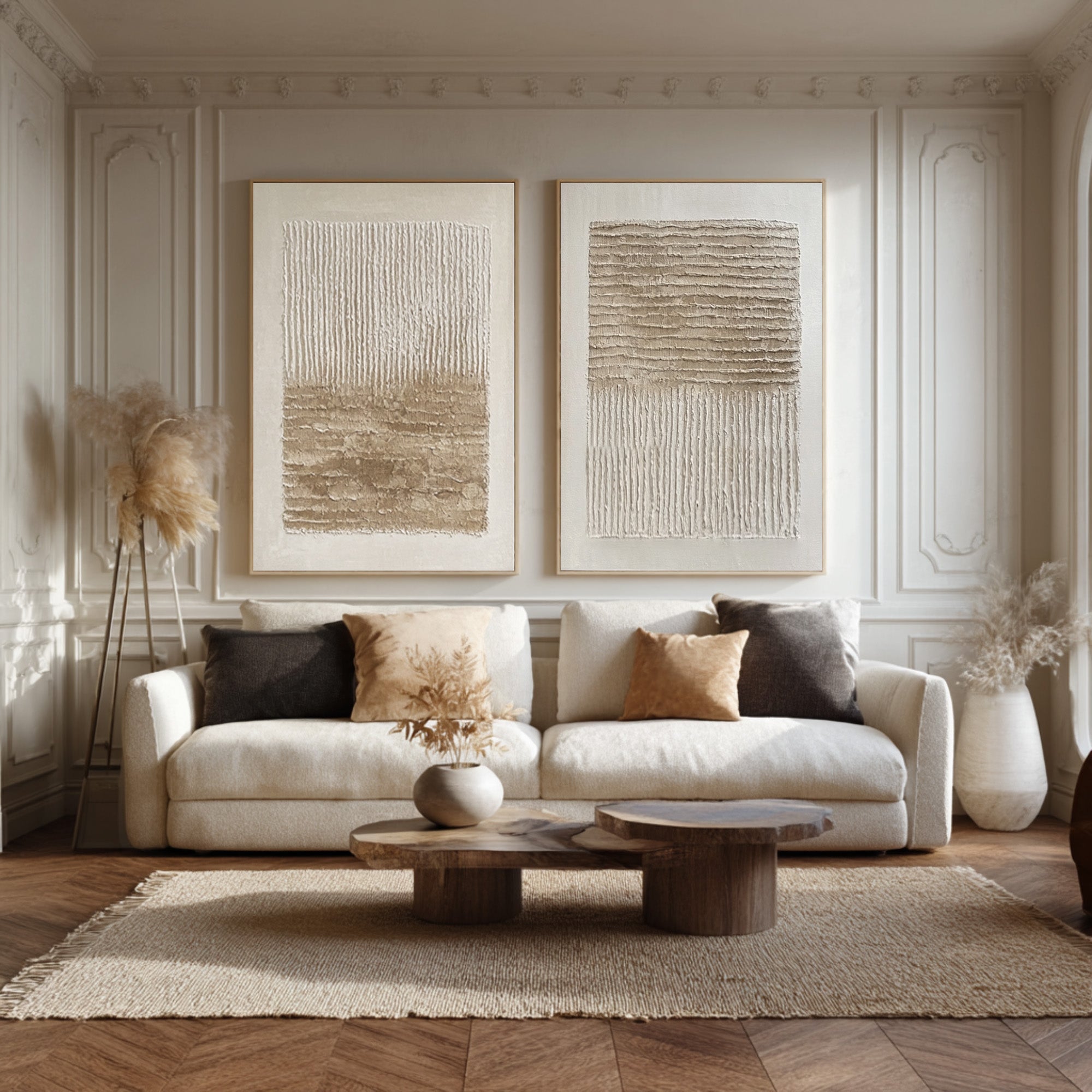 Contemporary Textured Wall Art Duo Living Space #WG 019