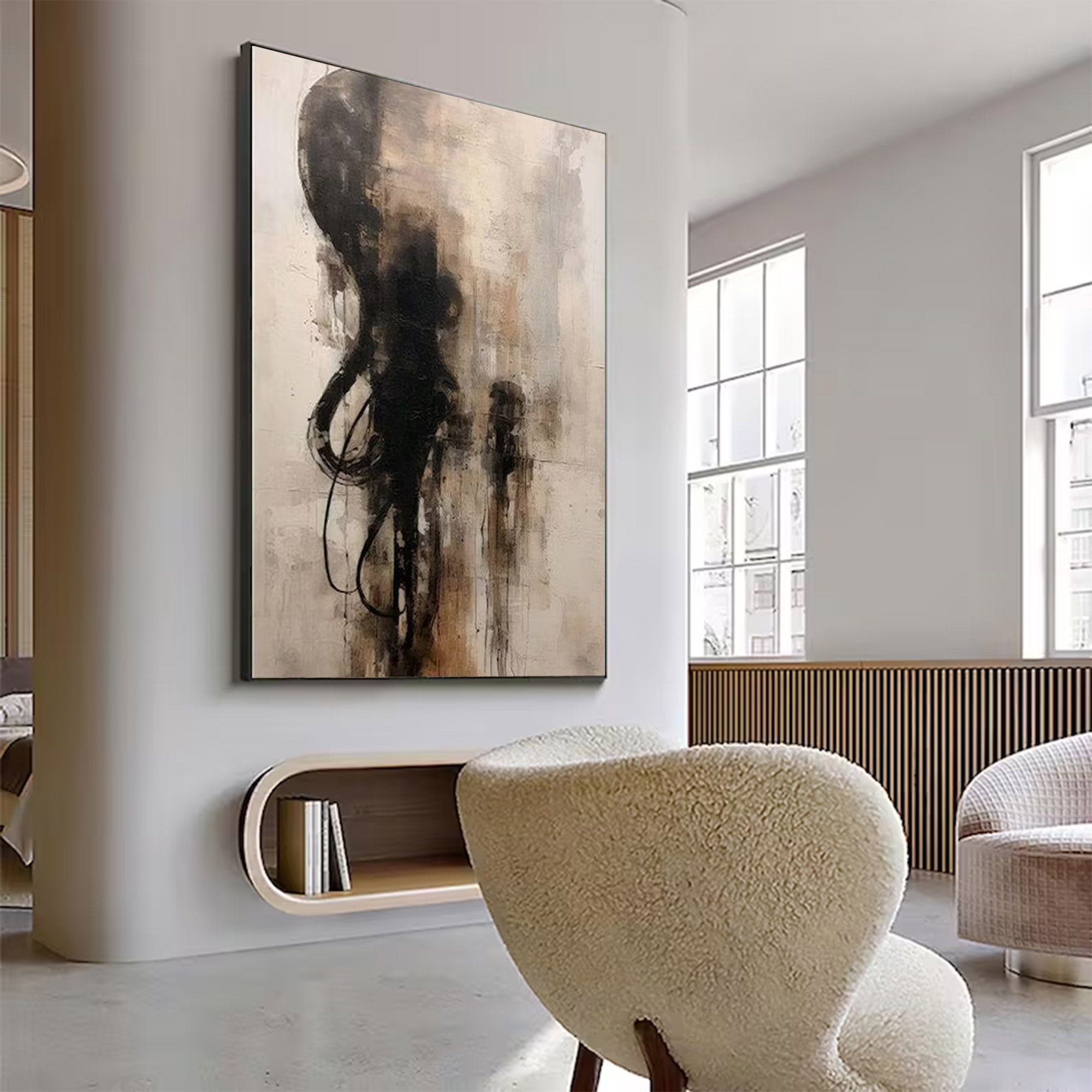 Large Abstract Modern Monochromatic Art | MuroArt #WGA 012