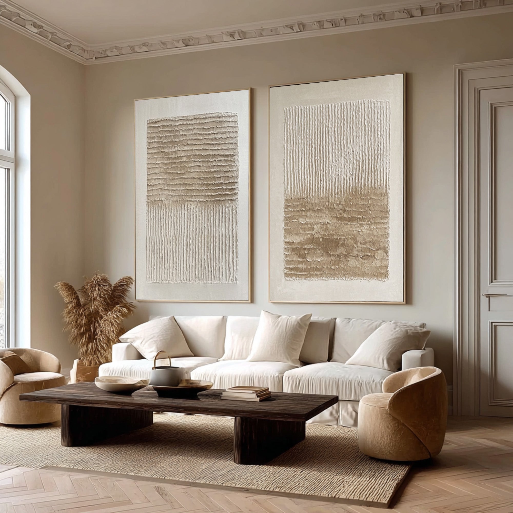 Contemporary Textured Wall Art Duo Living Space #WG 019