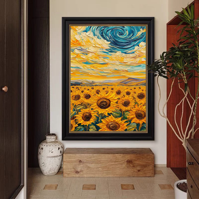 Sunflowers under Starry Sky, A Van Gogh Inspired Canvas #BGA 082