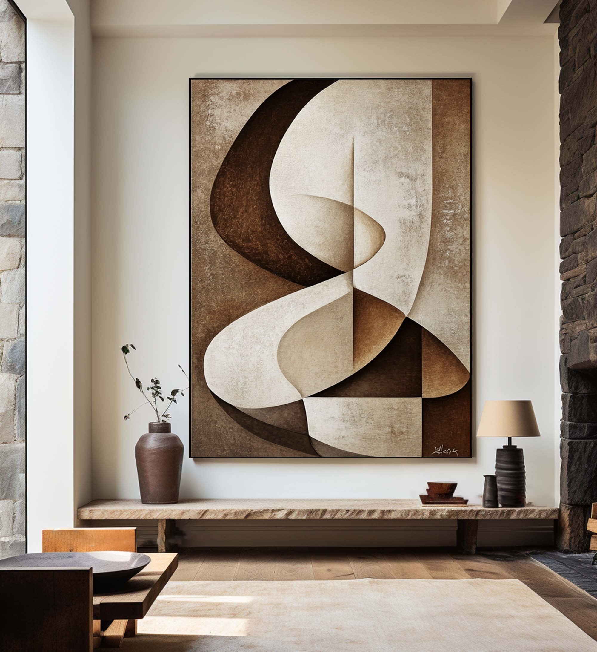 Modern Geometric Abstract Art Earthy Tones for Contemporary Spaces #BBA 077