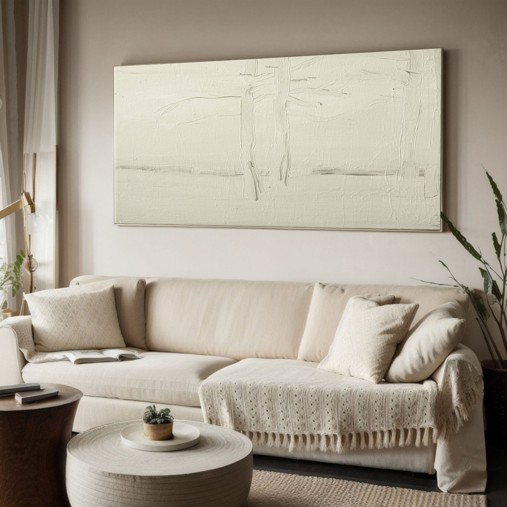 White Relief with Subtle Linear Impressions, Textured Canvas #BGA 114