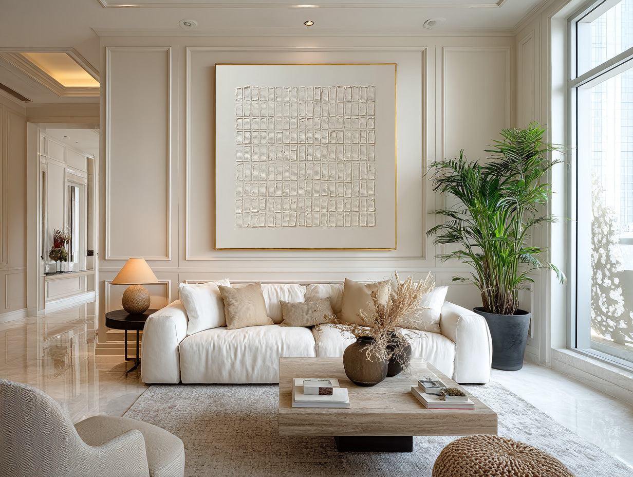 Abstract Geometric Painting Neutral Home Art #WG 058