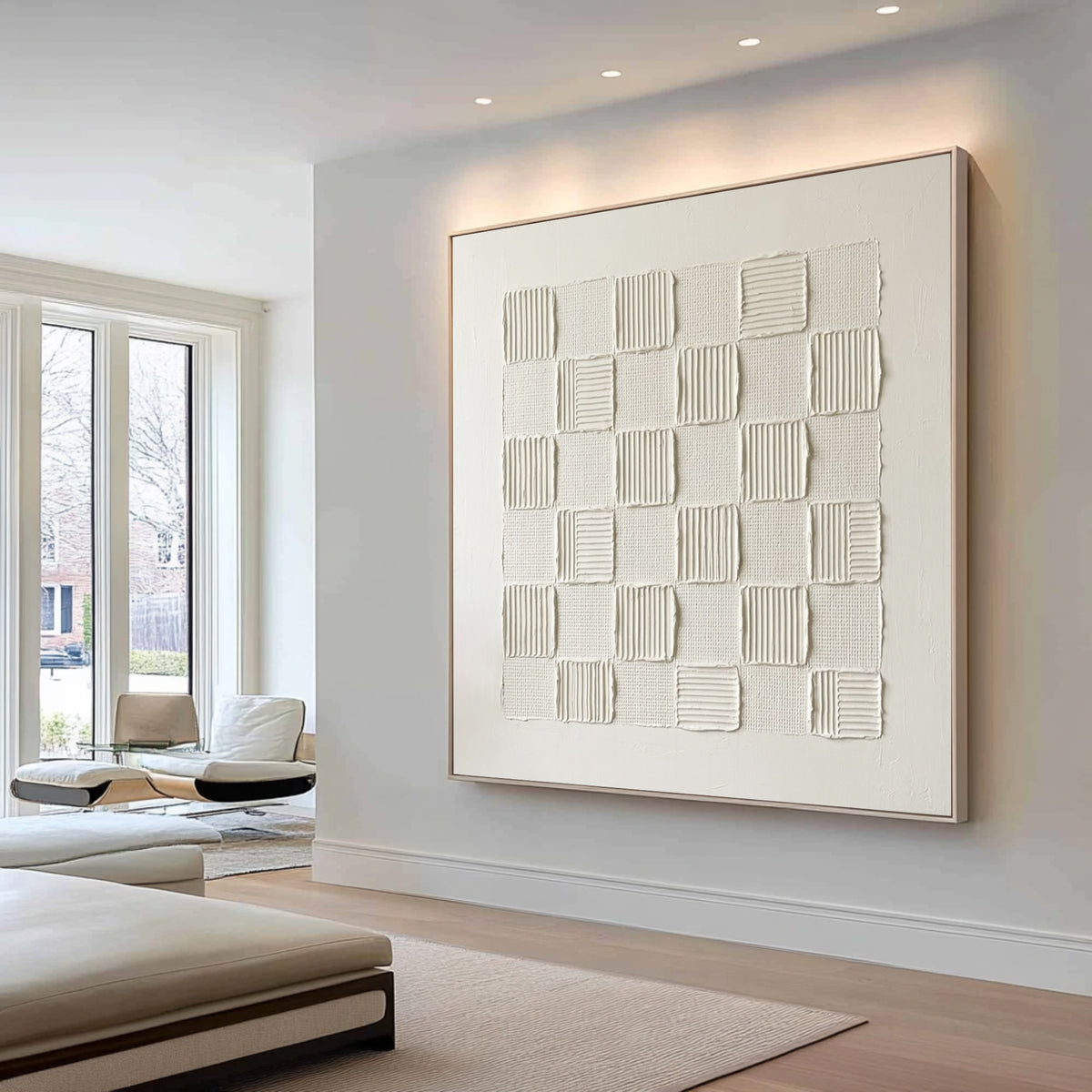 The Geometry Of The Loom Large White Textured Abstract Wall Art Geometric Textile Relief Artwork