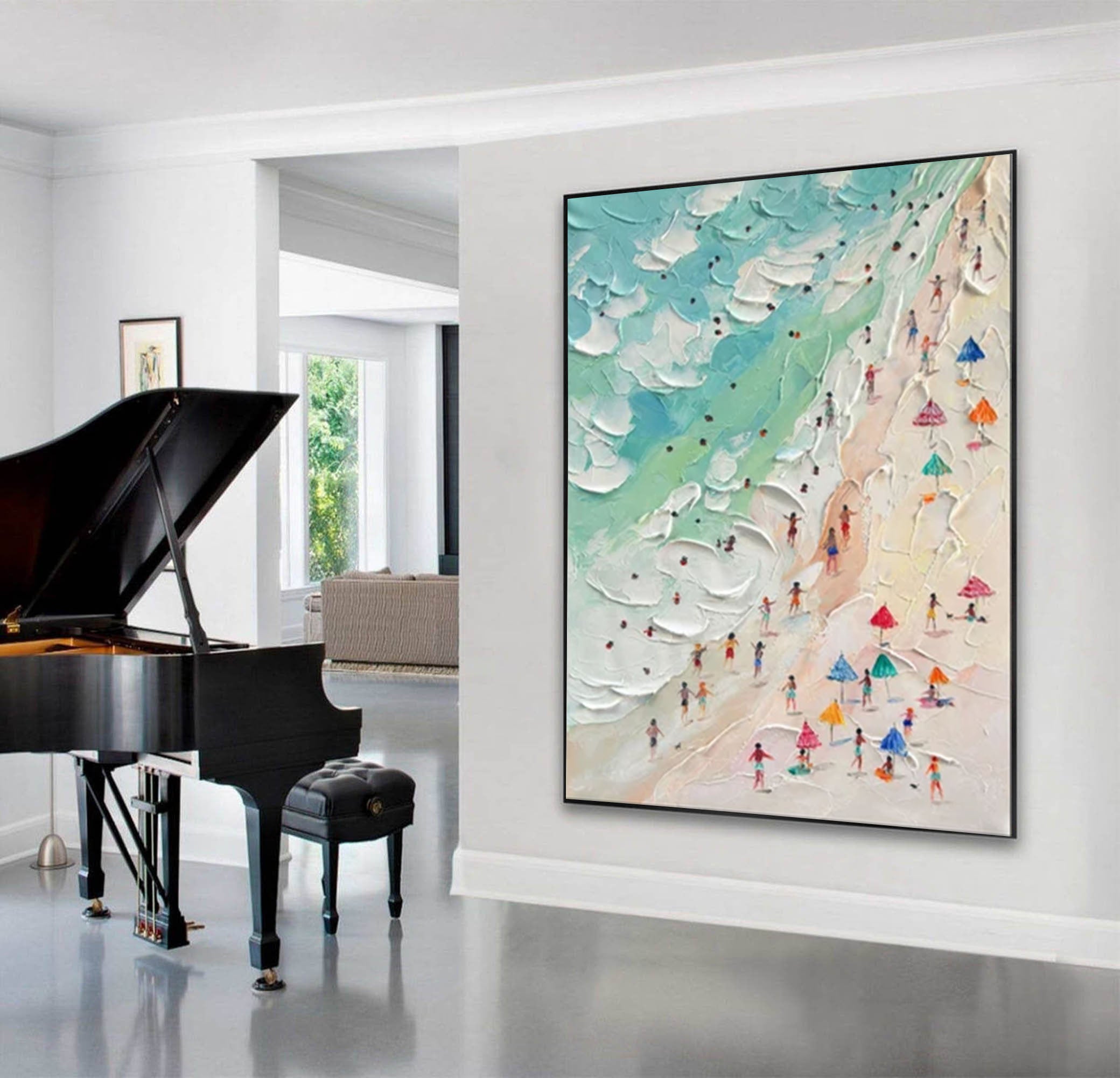 Vibrant Beach Scene Canvas Colorful Coastal Wall Art #CAP 031