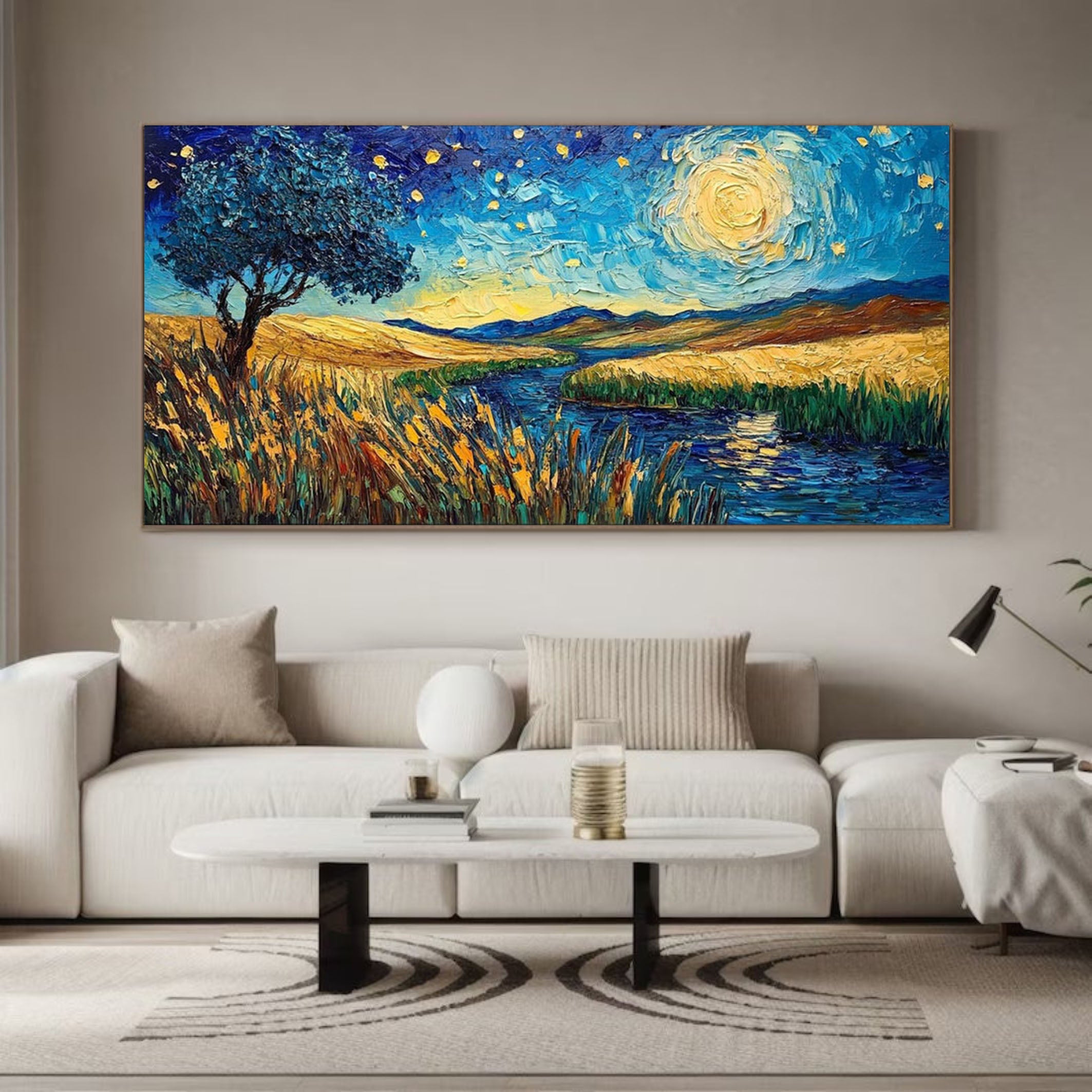 Impasto Night Sky, Colorful Contemporary Wall Art #BGA 081