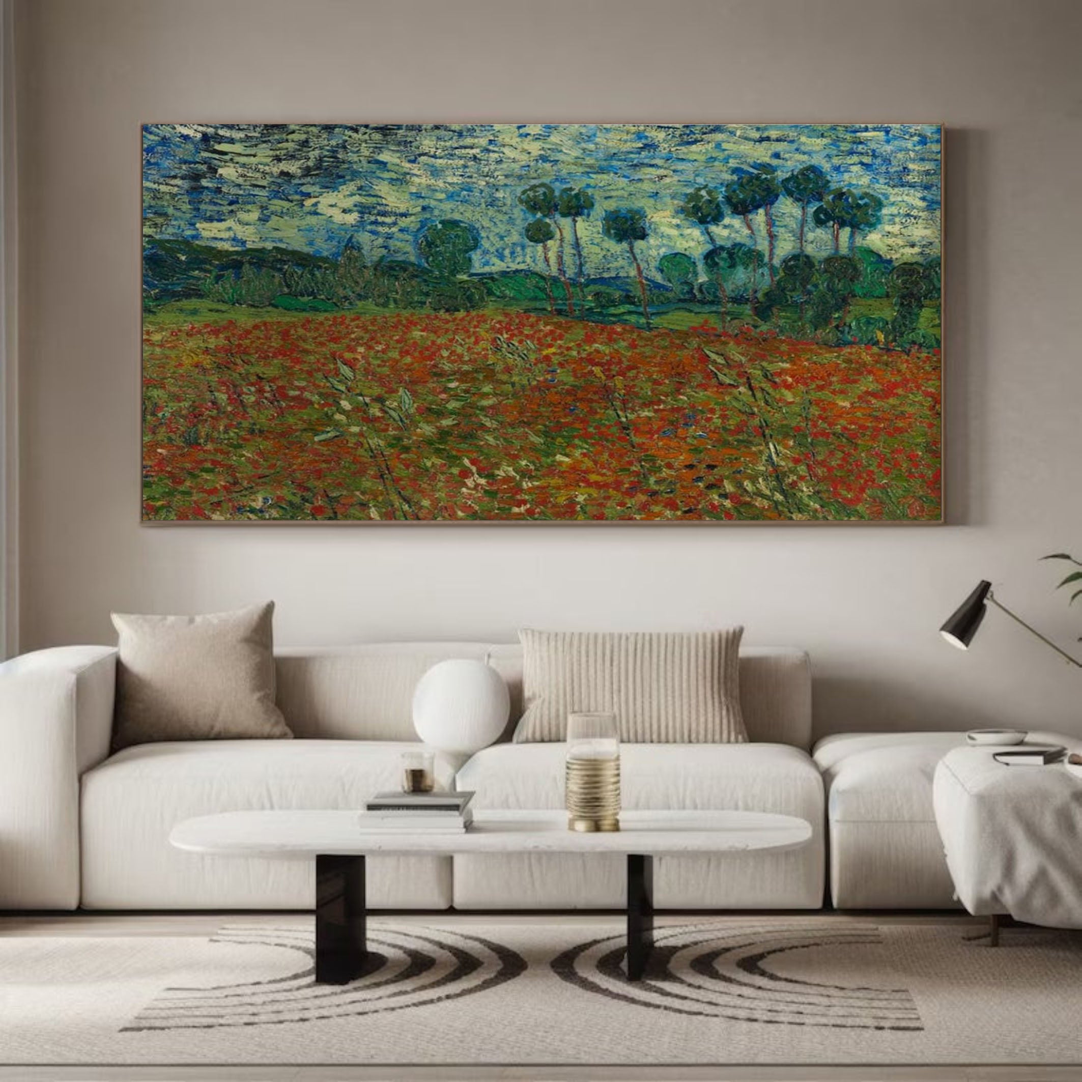 Flower Fields, Abstract Wall Art Inspired By Van Gogh #BGA 075