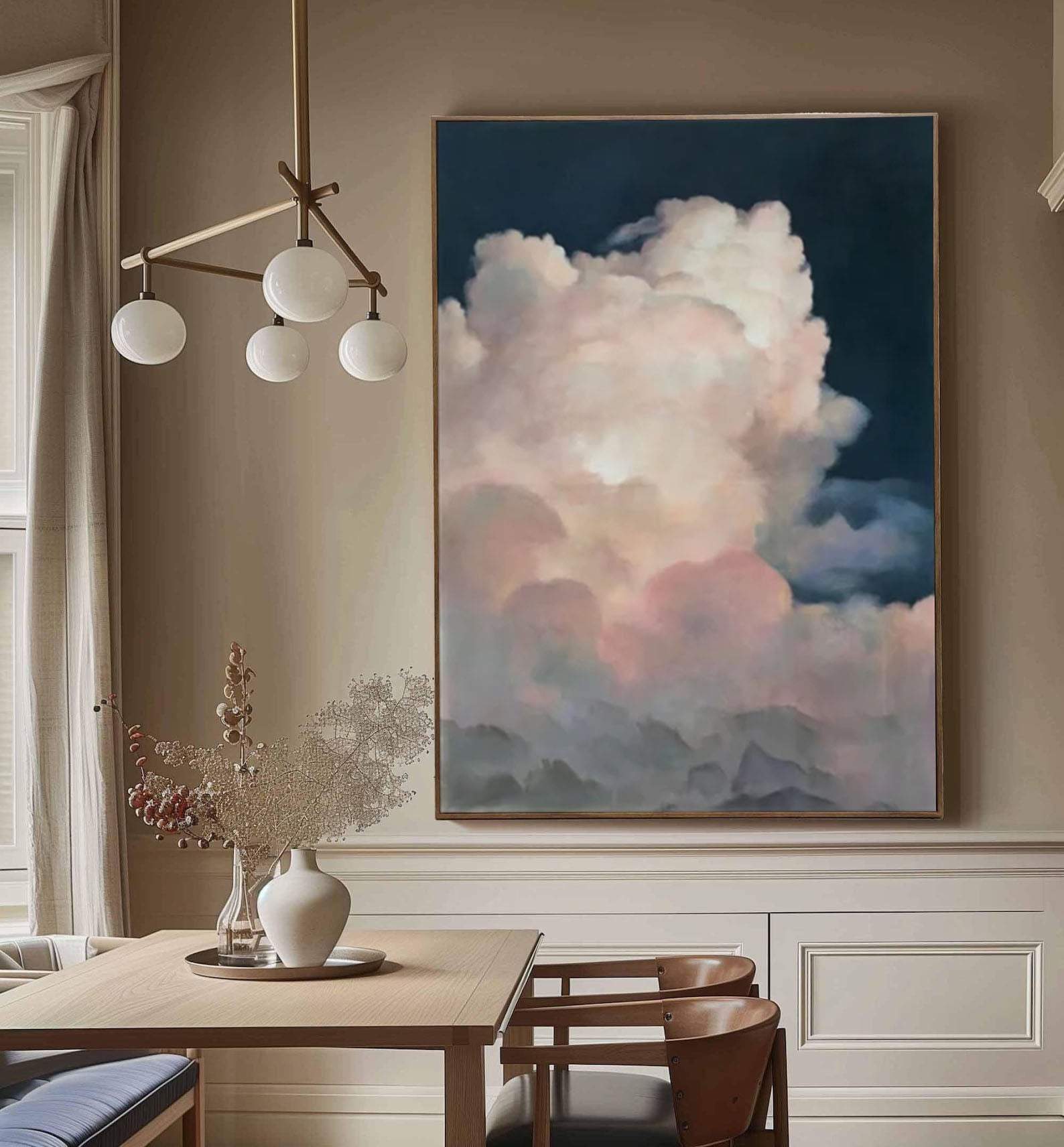 Ethereal Cloudscape Painting Elegant Wall Art for Living Spaces #SP 009