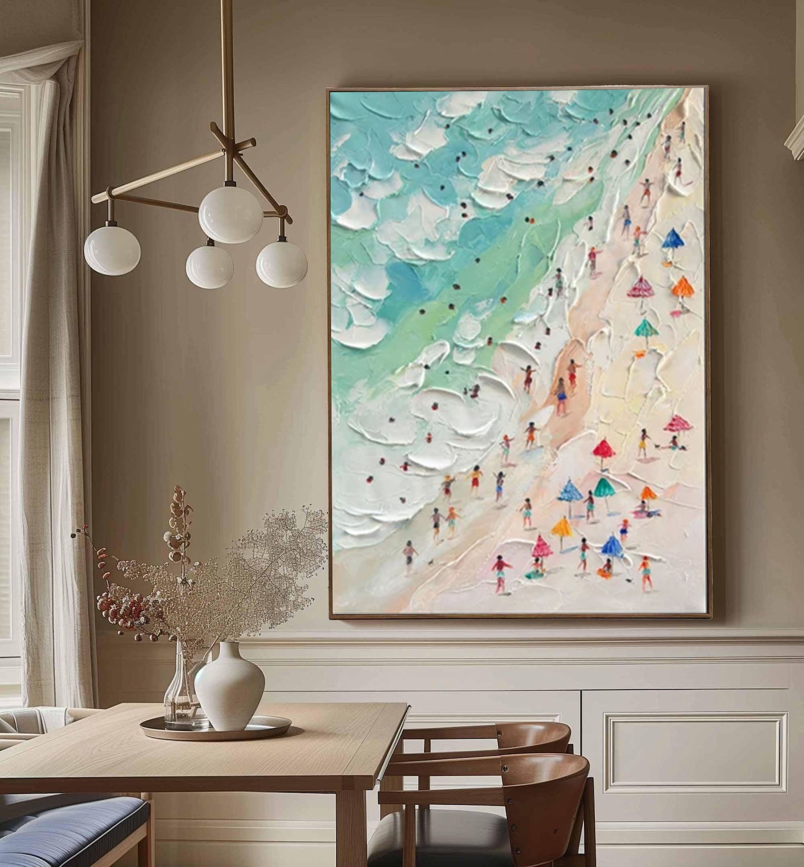 Vibrant Beach Scene Canvas Colorful Coastal Wall Art #CAP 031